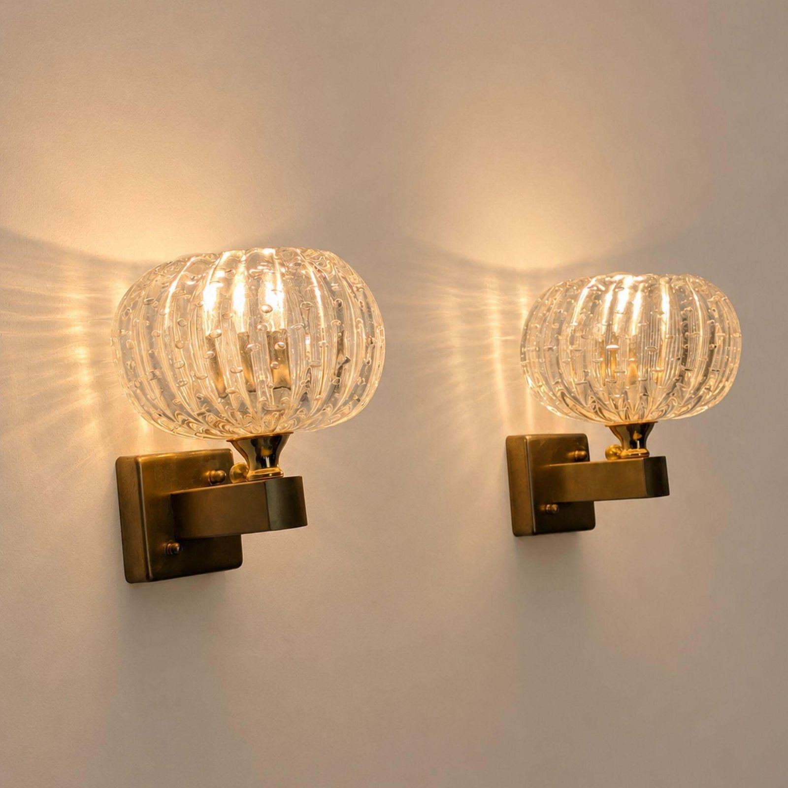 photo for sale Italian Wall Lights Murano Glass Sconces Art Deco Style, By Barover & Toso, 50s