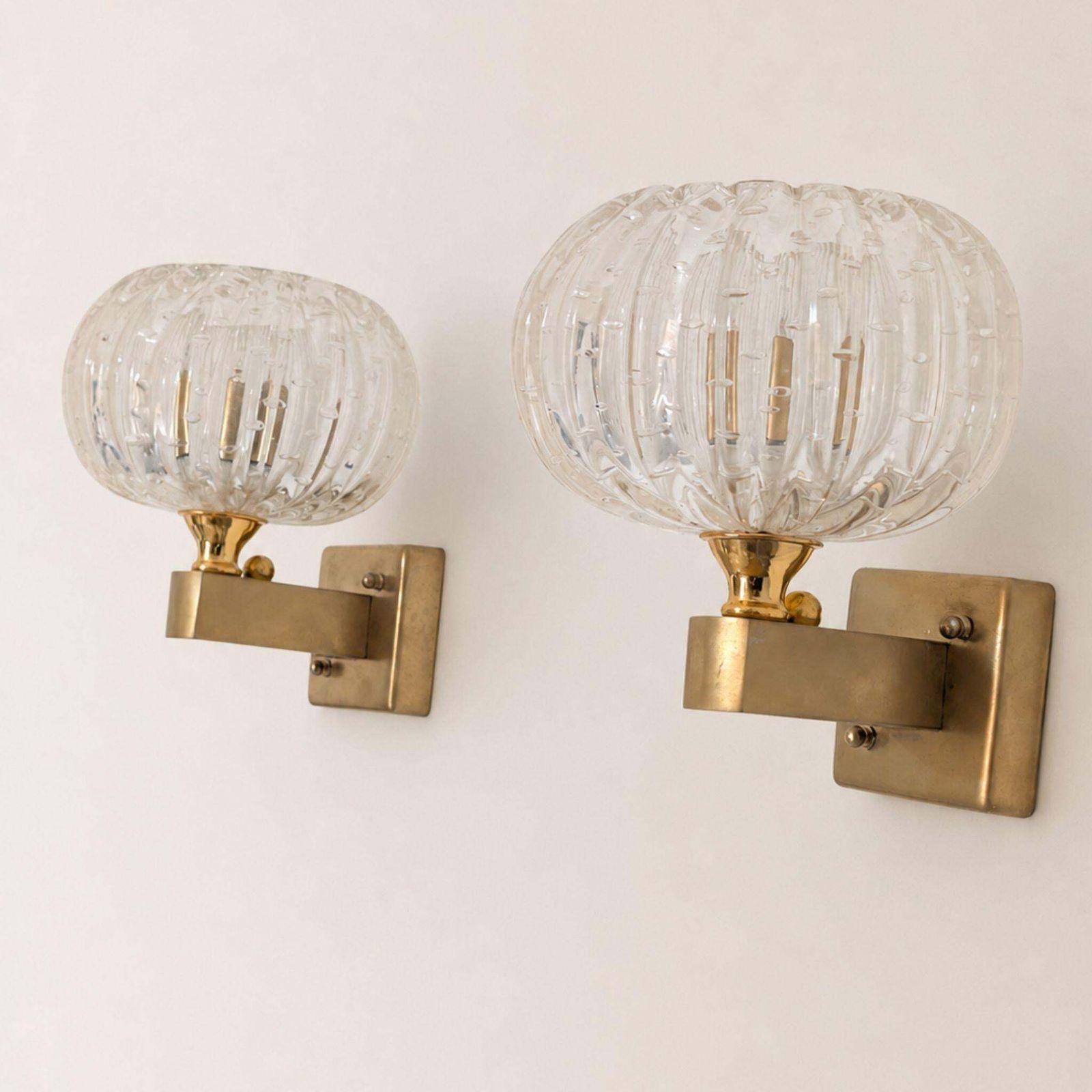 Lighting Italian Wall Lights Murano Glass Sconces Art Deco Style, By Barover & Toso, 50s photo