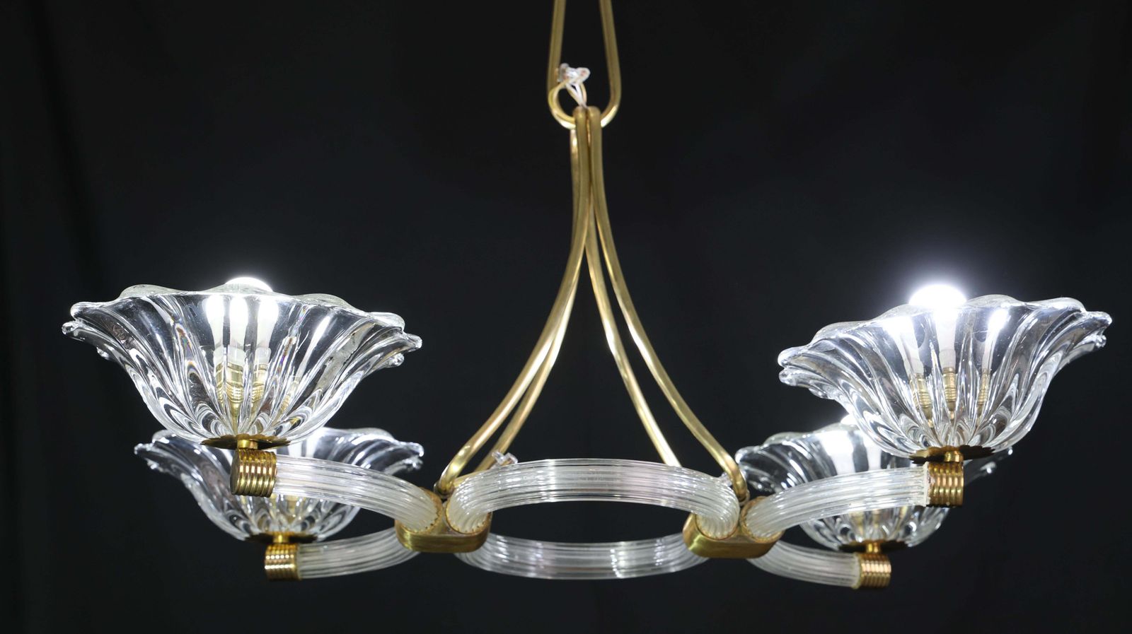 Extraordinary Art Deco Murano Glass And Bras Chandelier By Barovier E Toso, 1950 photo furniture