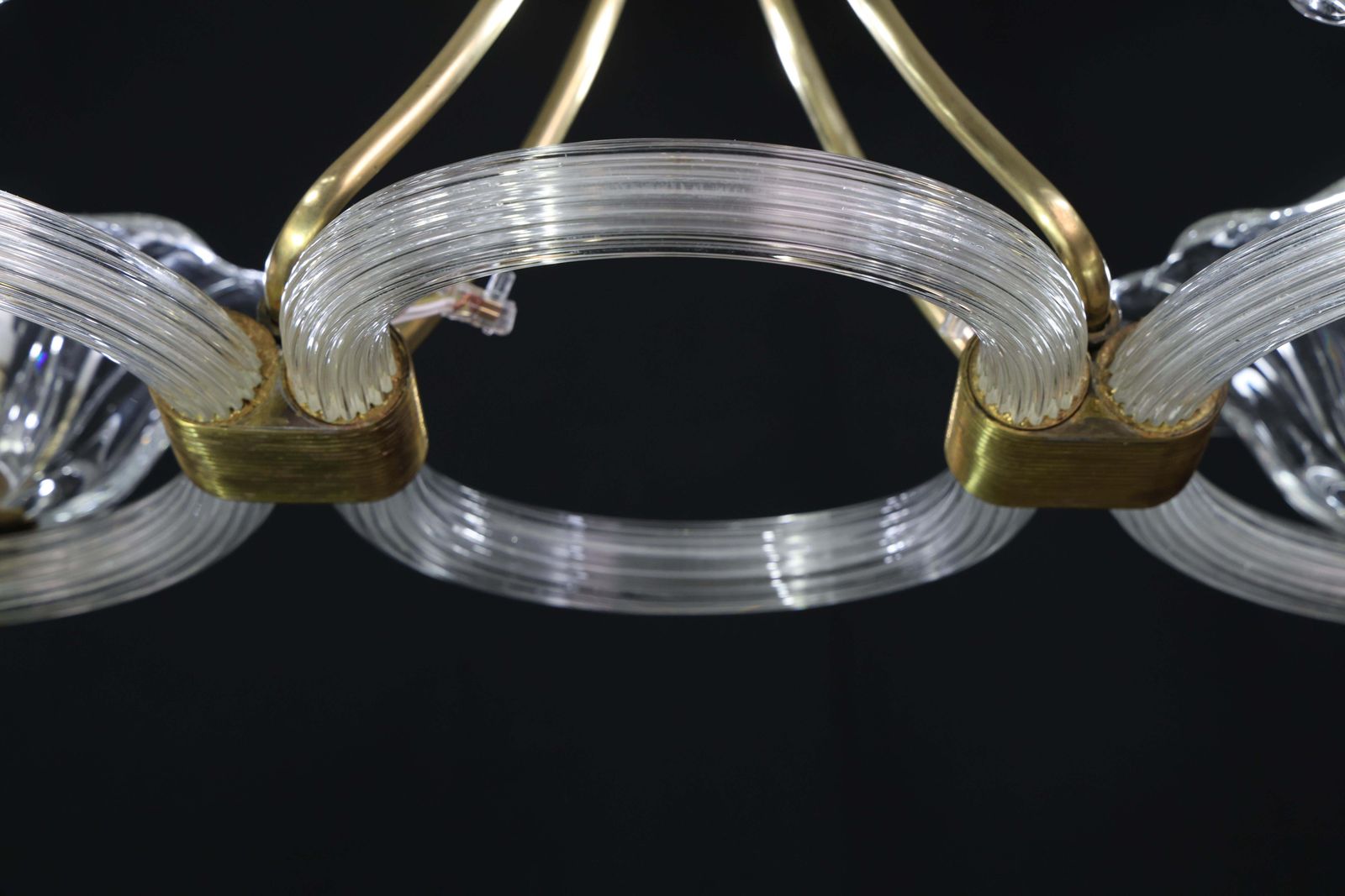 photo for sale Extraordinary Art Deco Murano Glass And Bras Chandelier By Barovier E Toso, 1950