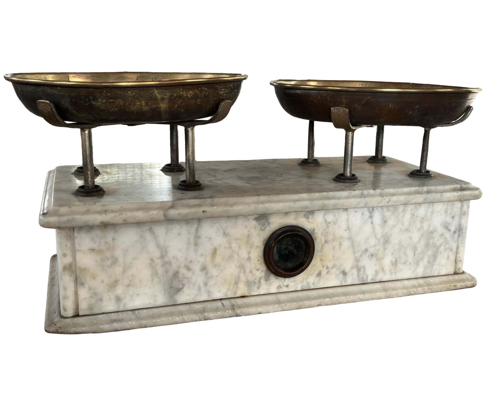 Italian Antique Scale, Brass And Carrara Marble, Early 20th Century photo Home Decor