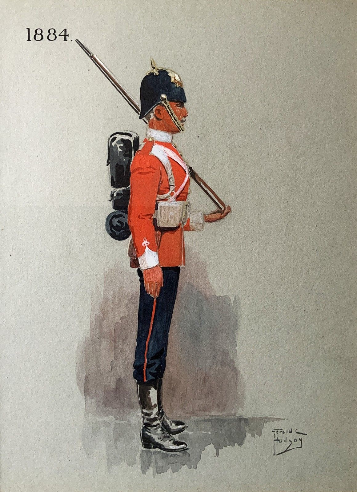 Military Watercolour & Wash 1884 British Soldier Portrait Painting (2 Of 6) photo furniture