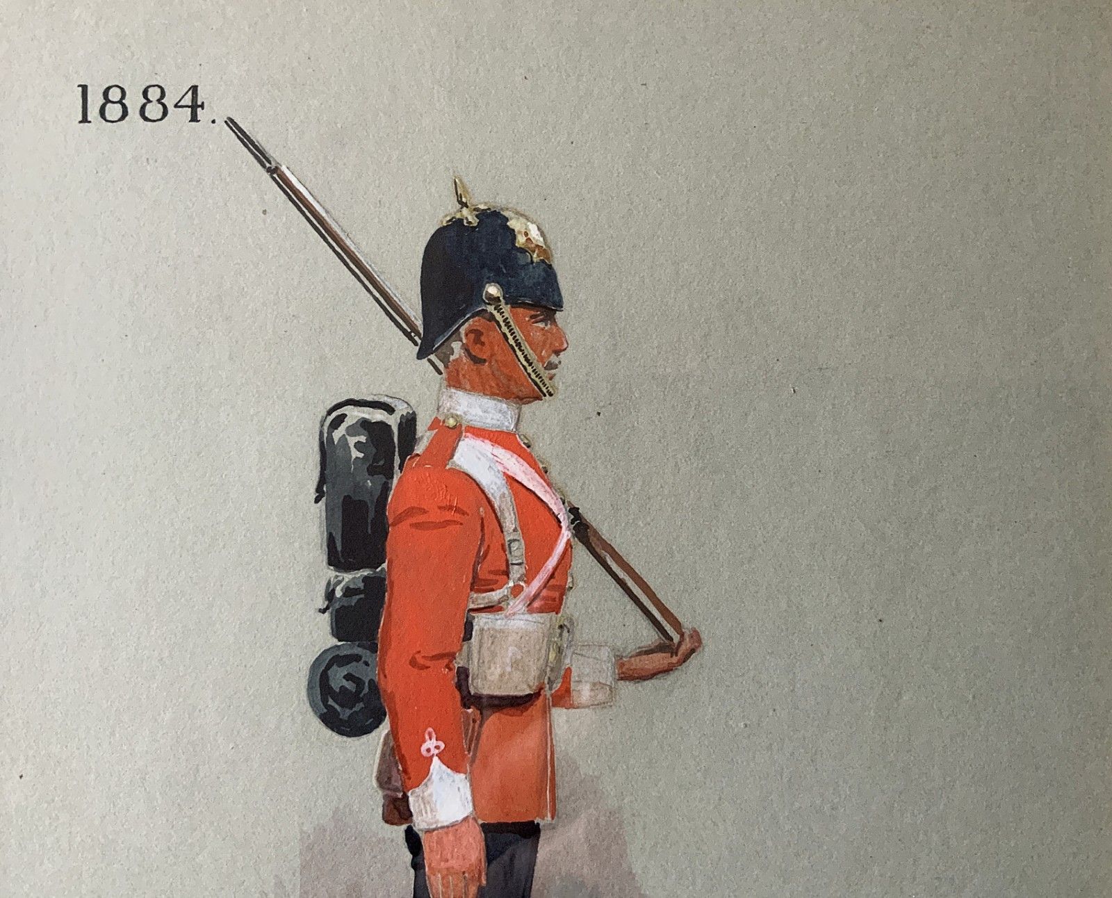 Military Watercolour & Wash 1884 British Soldier Portrait Painting (2 Of 6) photo for sale