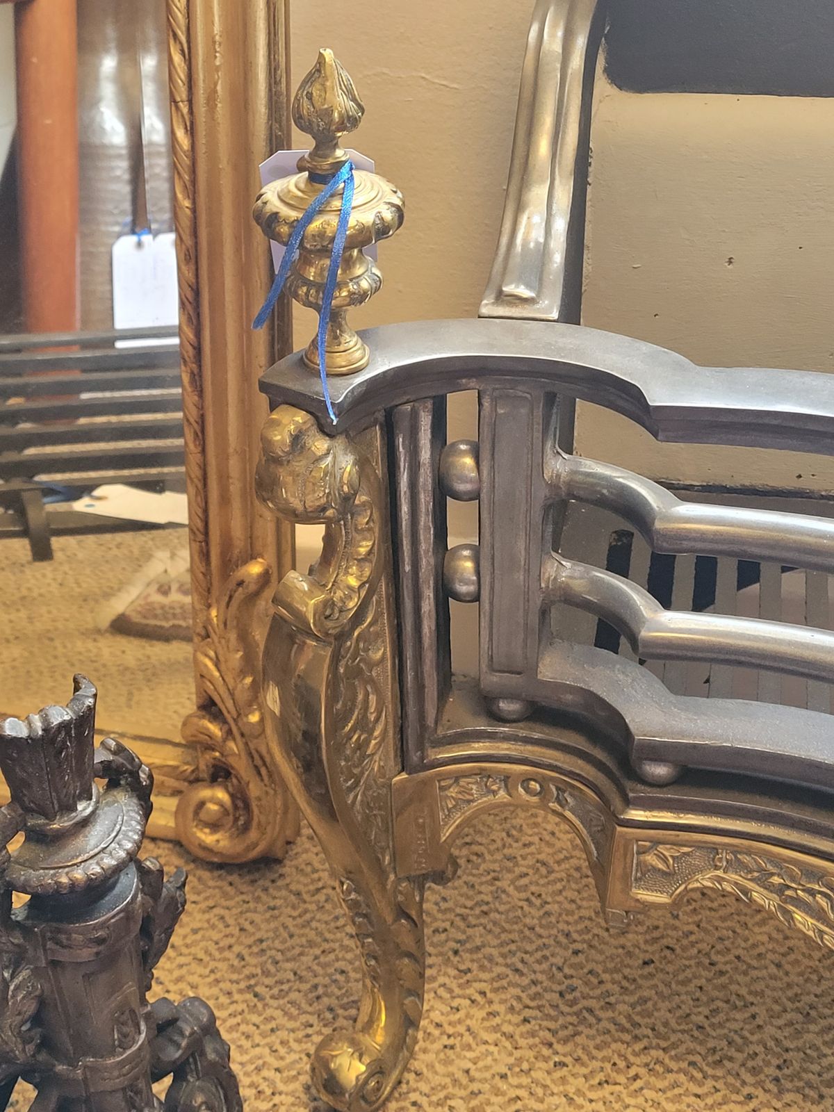 Queen Anne Style Victorian C. 1880 Brass, Cast Iron And Steel Freestanding Fire Basket photo furniture