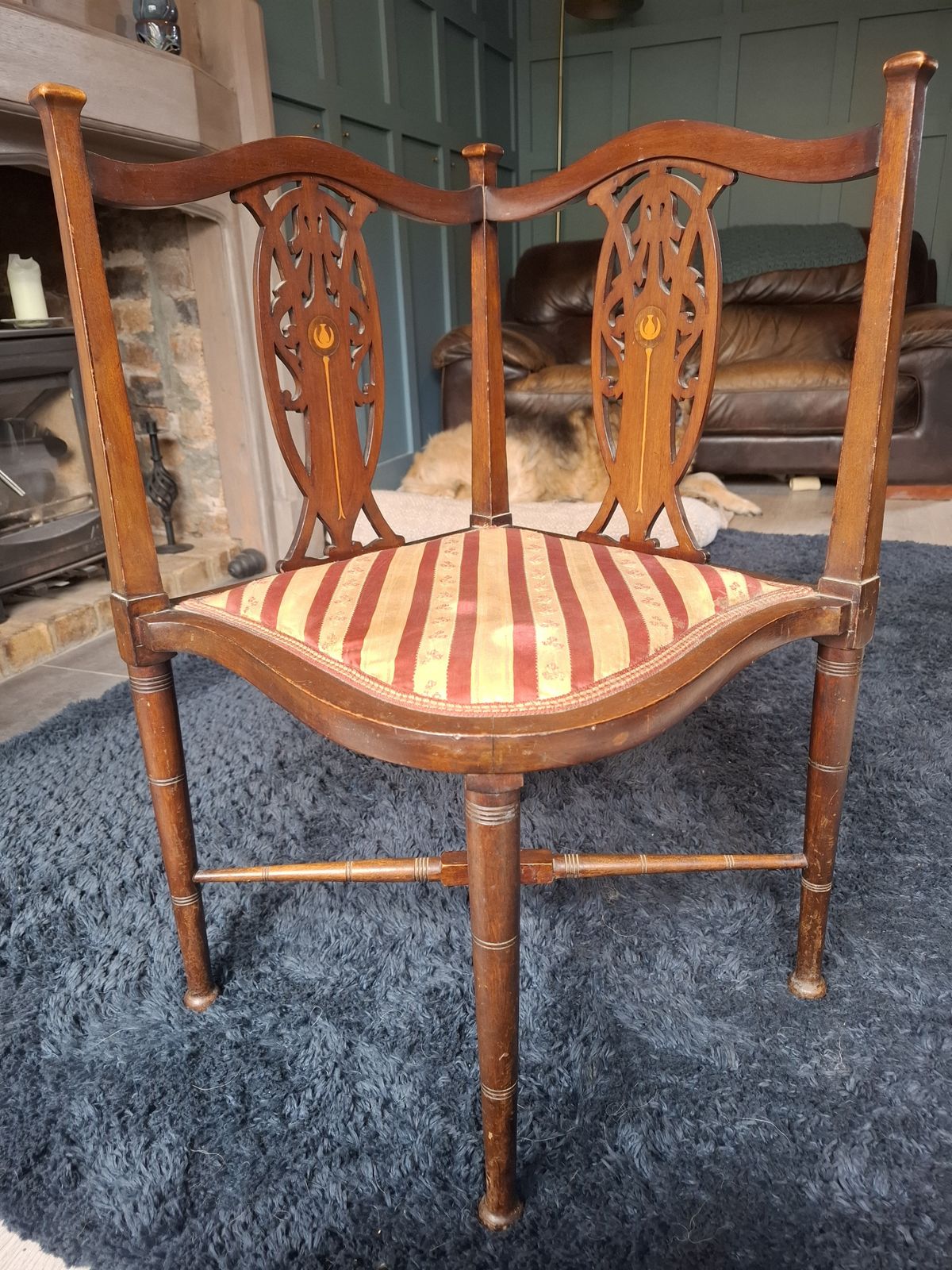 photo vintage Edwardian Mahogany Corner Chair   Thomas Sheraton Style Revival