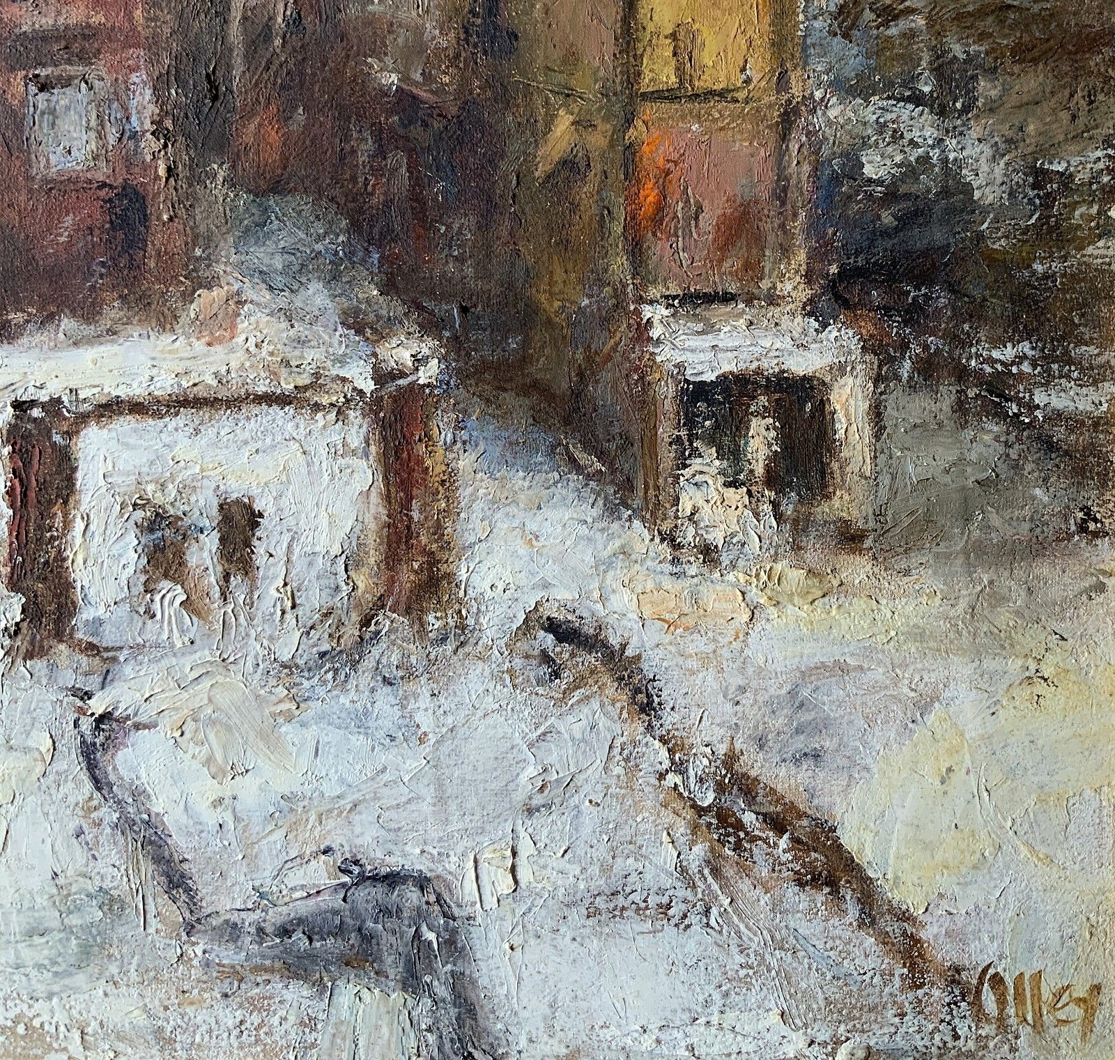 Winter Snow Capped Cityscape Oil Painting By Ronald Olley (British, 1923 2017) photo buy
