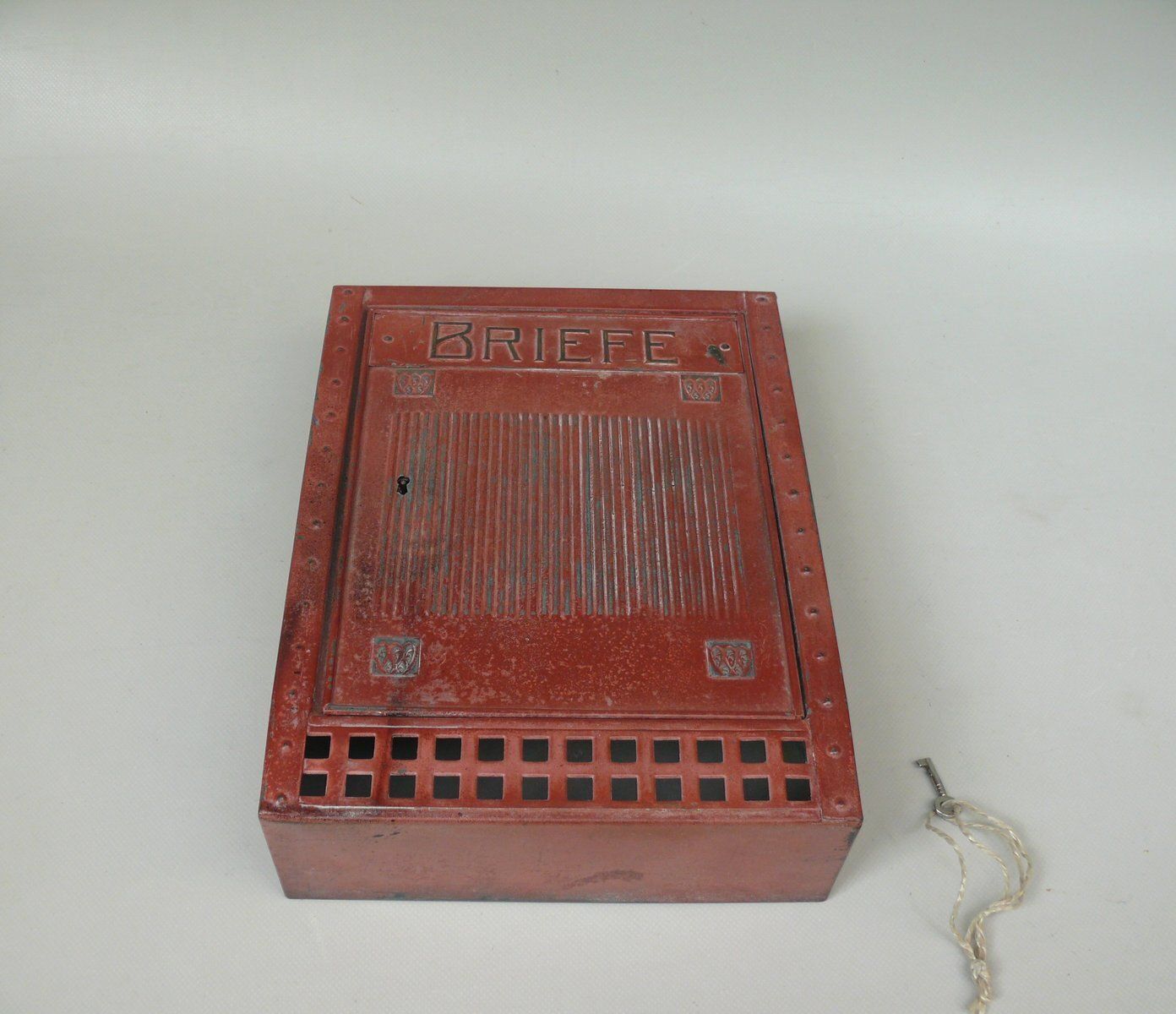 Art Nouveau German Mailbox With Key In Painted Metal, 1890s photo buy
