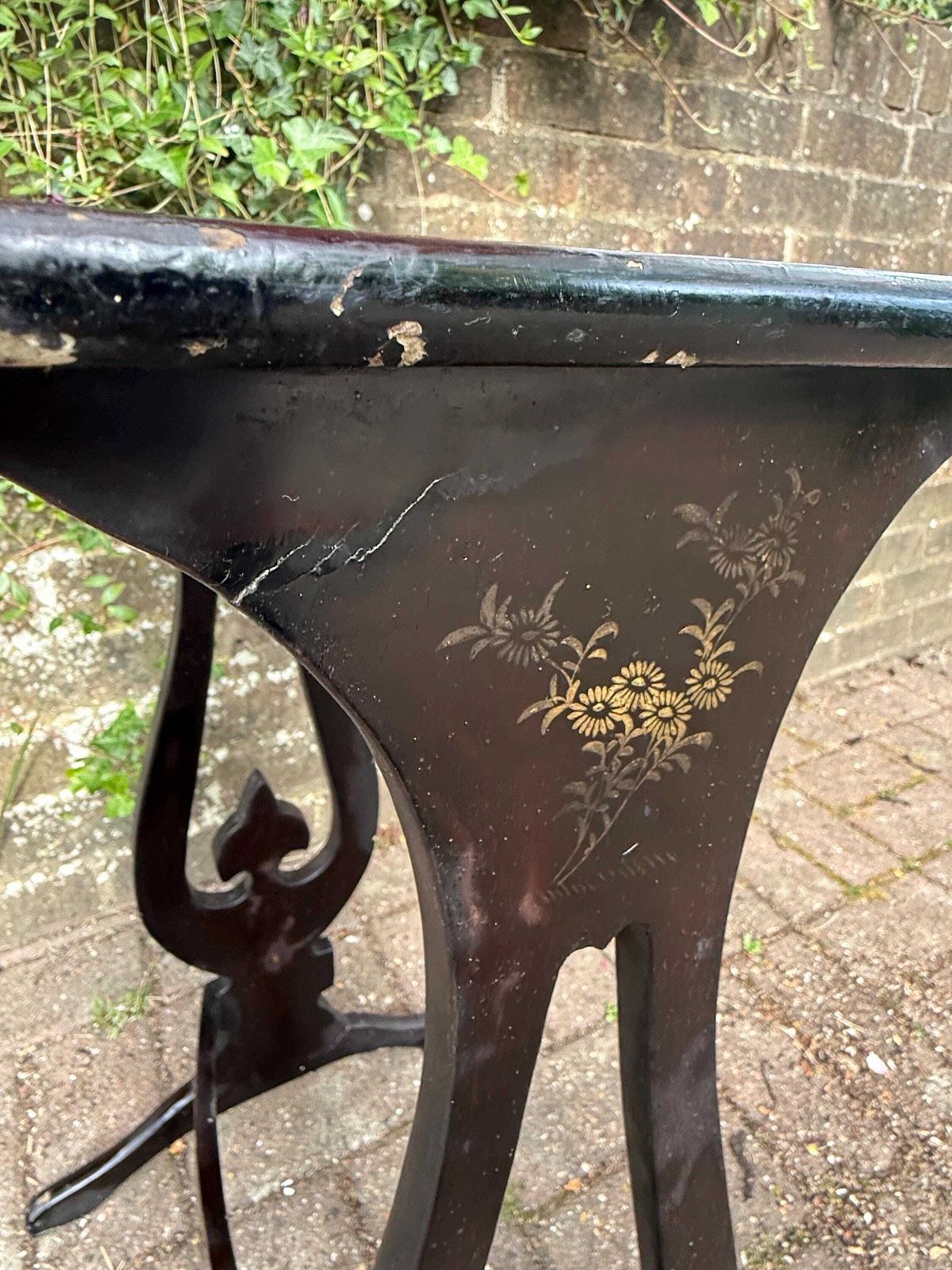 photo buy Antique Chinoiserie Lacquer Side Table Hand Painted Oriental Occasional Table S