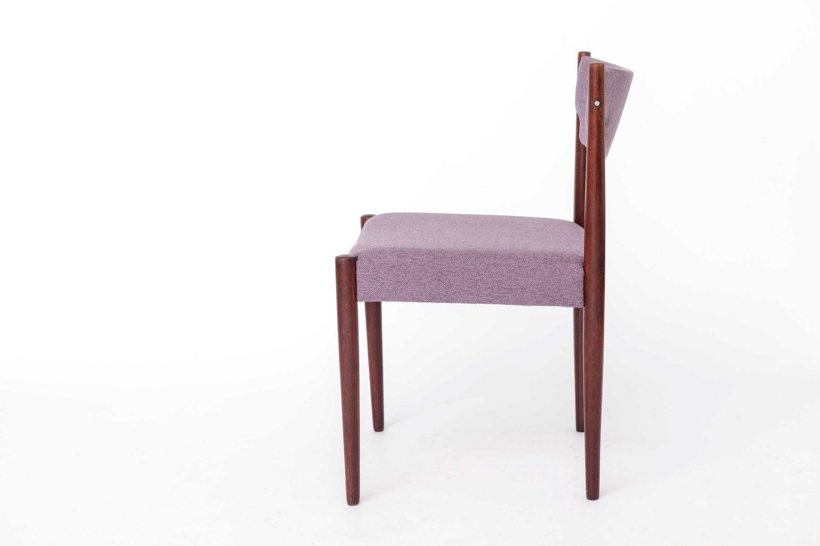 Vintage Dining Chairs Set Of 2, Germany 1960s, Dark Stained Beech Wood Chairs, Mid Century Modern Purple Upholstered Chairs photo vinterior