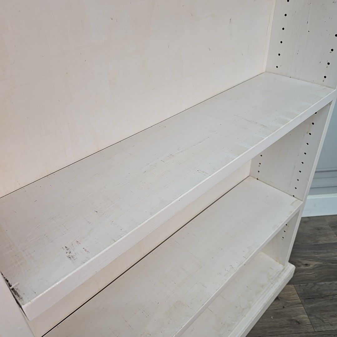 photo furniture Vintage Painted Bookcase Shelving Unit Open Storage Wooden Shelves Retro Shelf