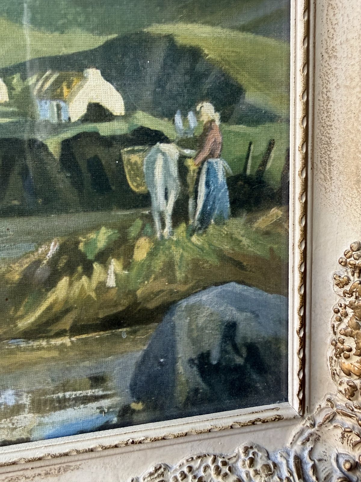 Art Vintage Mid Century Irish Landscape Print "Midst Connemara Hills" By G. Gault – Normill Series No. 1668 With Ornate Gilt Frame photo