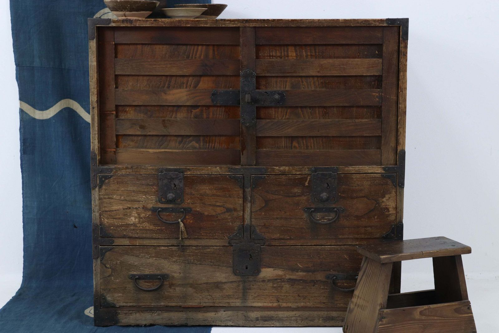 Antique Japanese Keyaki Choba Dansu Merchant's Chest From Yonezawa photo Furniture