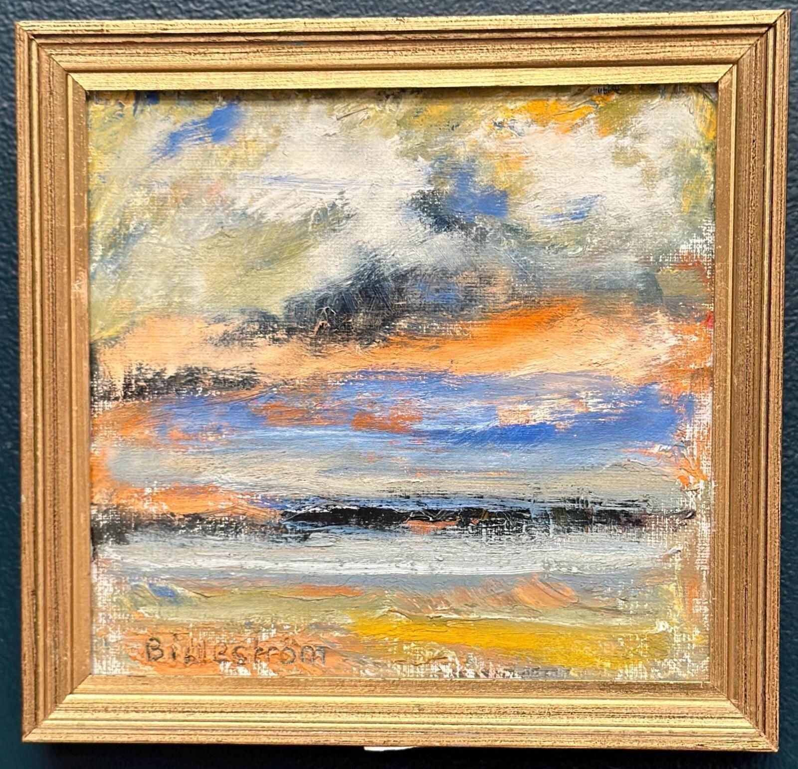 Original Swedish Oil On Canvas – “Golden Streak” By Carl Erik Billeström – Vintage & Framed – 24 × 23 Cm (9.4" × 9.1") photo furniture