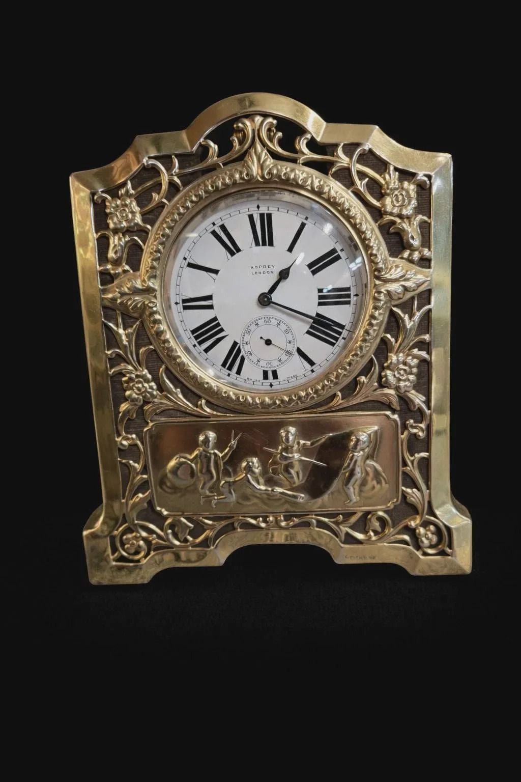 Asprey & William Comyns Antique Silver Travel Mantel Watch Clock Stand 1903 photo furniture