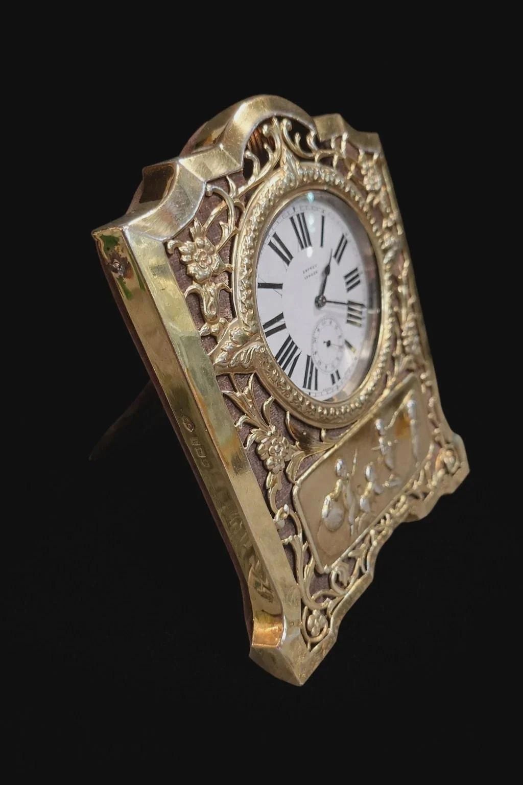 Asprey & William Comyns Antique Silver Travel Mantel Watch Clock Stand 1903 photo for sale