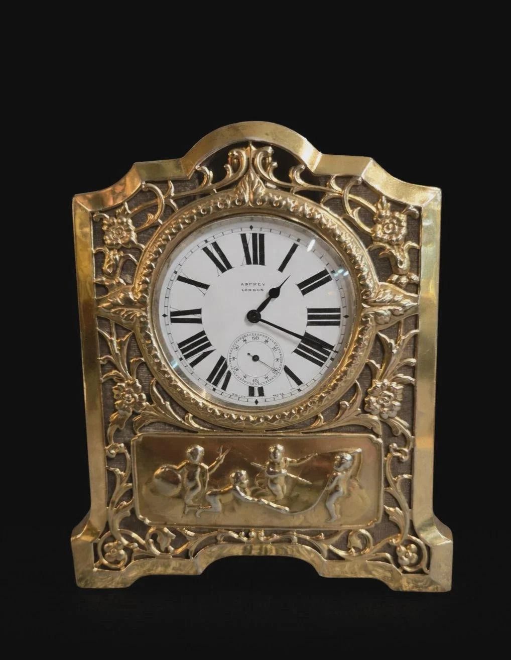 photo furniture Asprey & William Comyns Antique Silver Travel Mantel Watch Clock Stand 1903