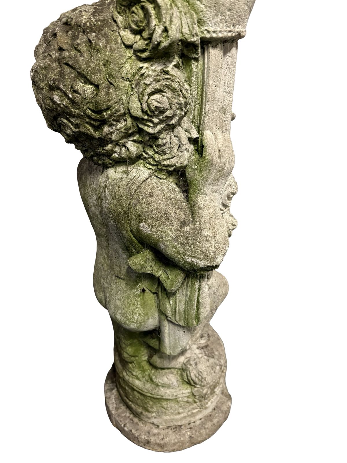 Weathered Antique Stone Garden Sundial On Putti Cherub Pedestal photo vintage