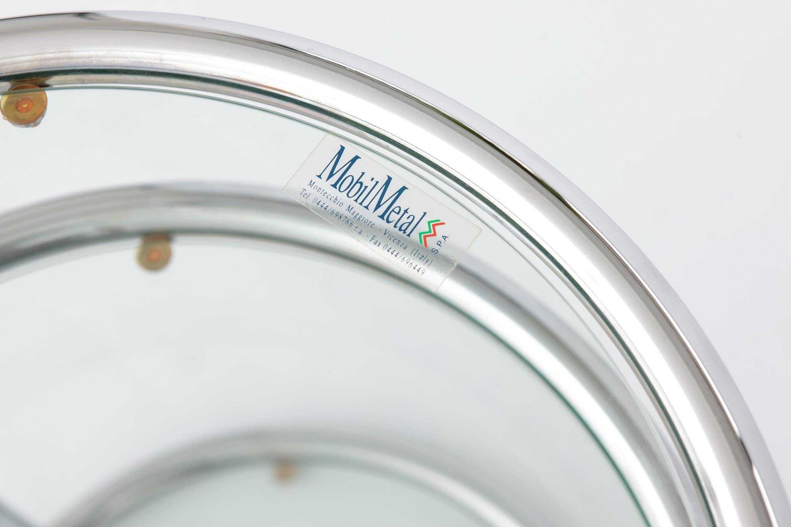 Vintage Chrome & Glass Side Table, Germany 1970s, Mid Century Modern Round End Table, Bauhaus Style Metal Coffee Table, Space Age Design photo for sale