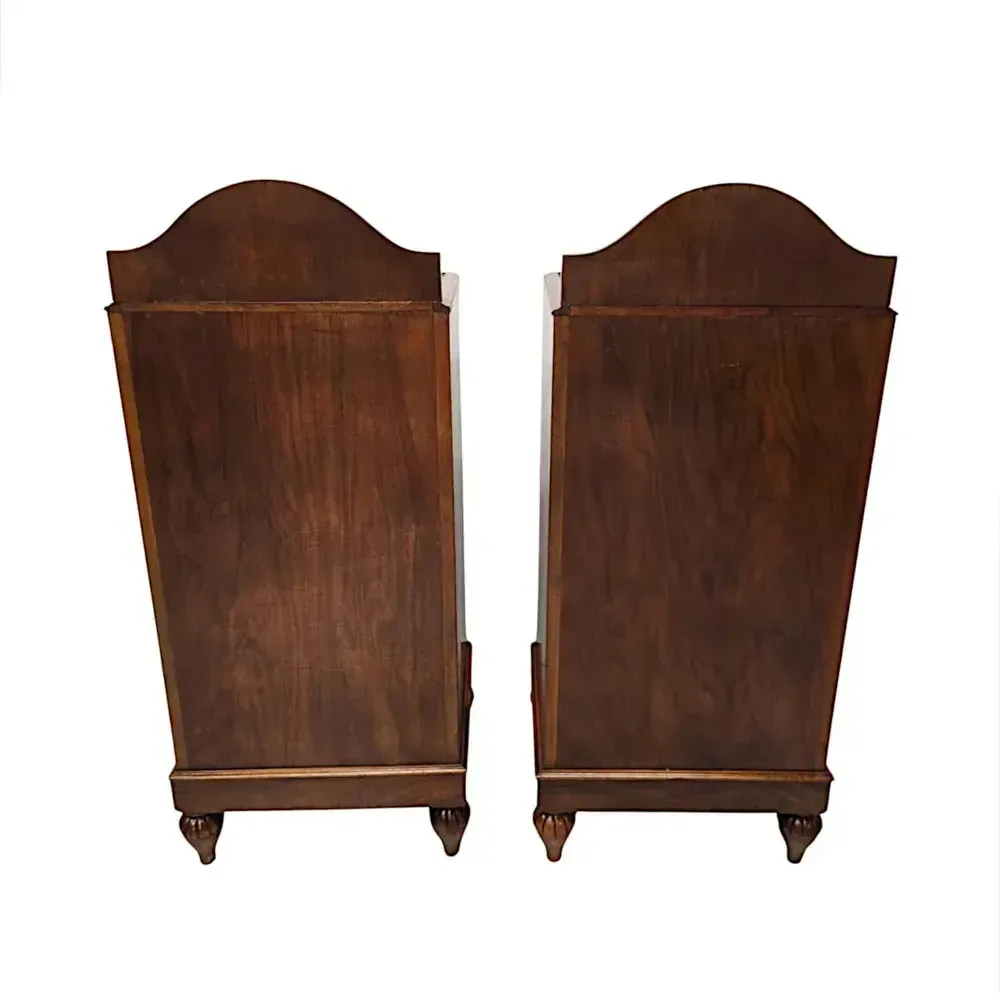 A Very Fine Pair Of Inlaid Burr Walnut 1930's Bedside Cabinets photo vintage