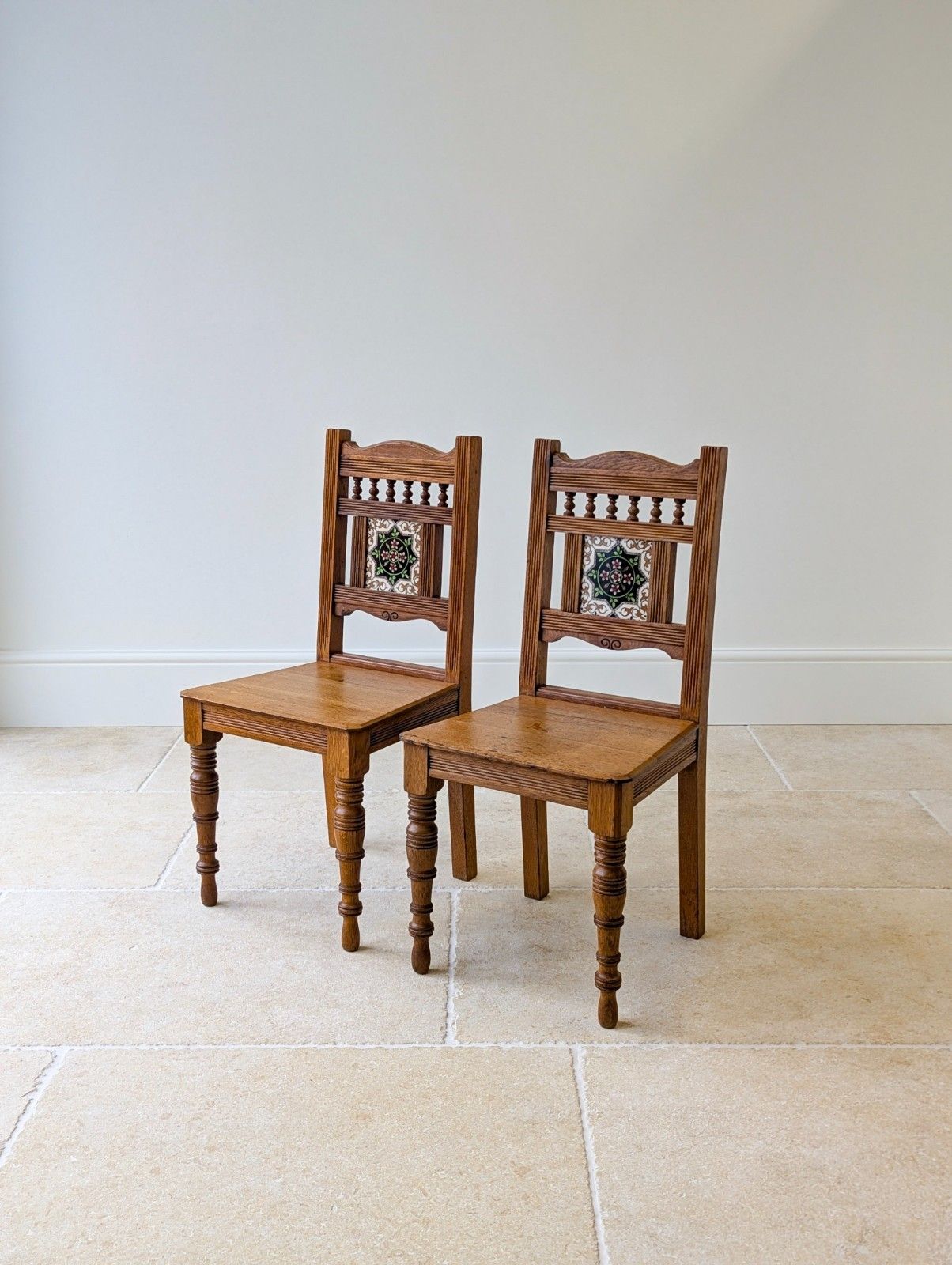 Pair Of Antique Victorian Oak Side Chairs C.1890 photo buy
