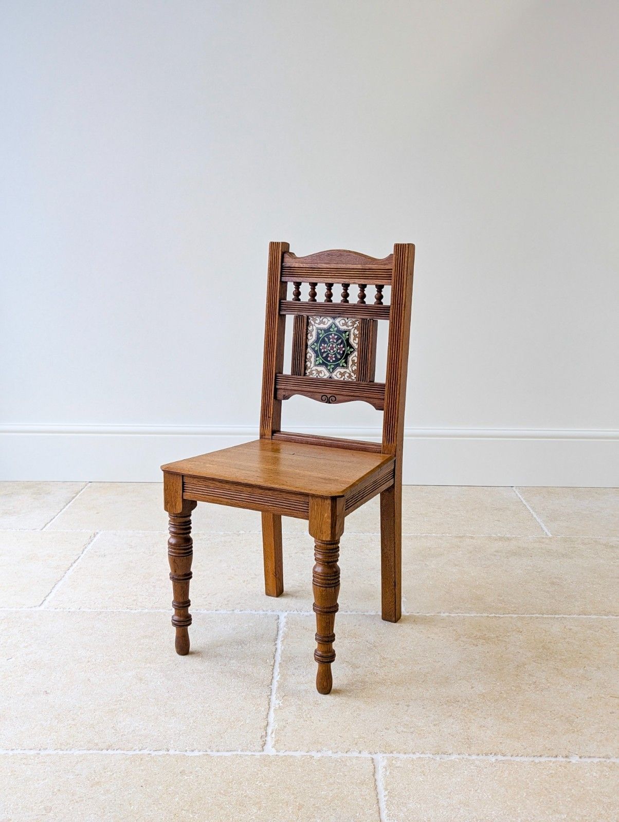 photo for sale Pair Of Antique Victorian Oak Side Chairs C.1890
