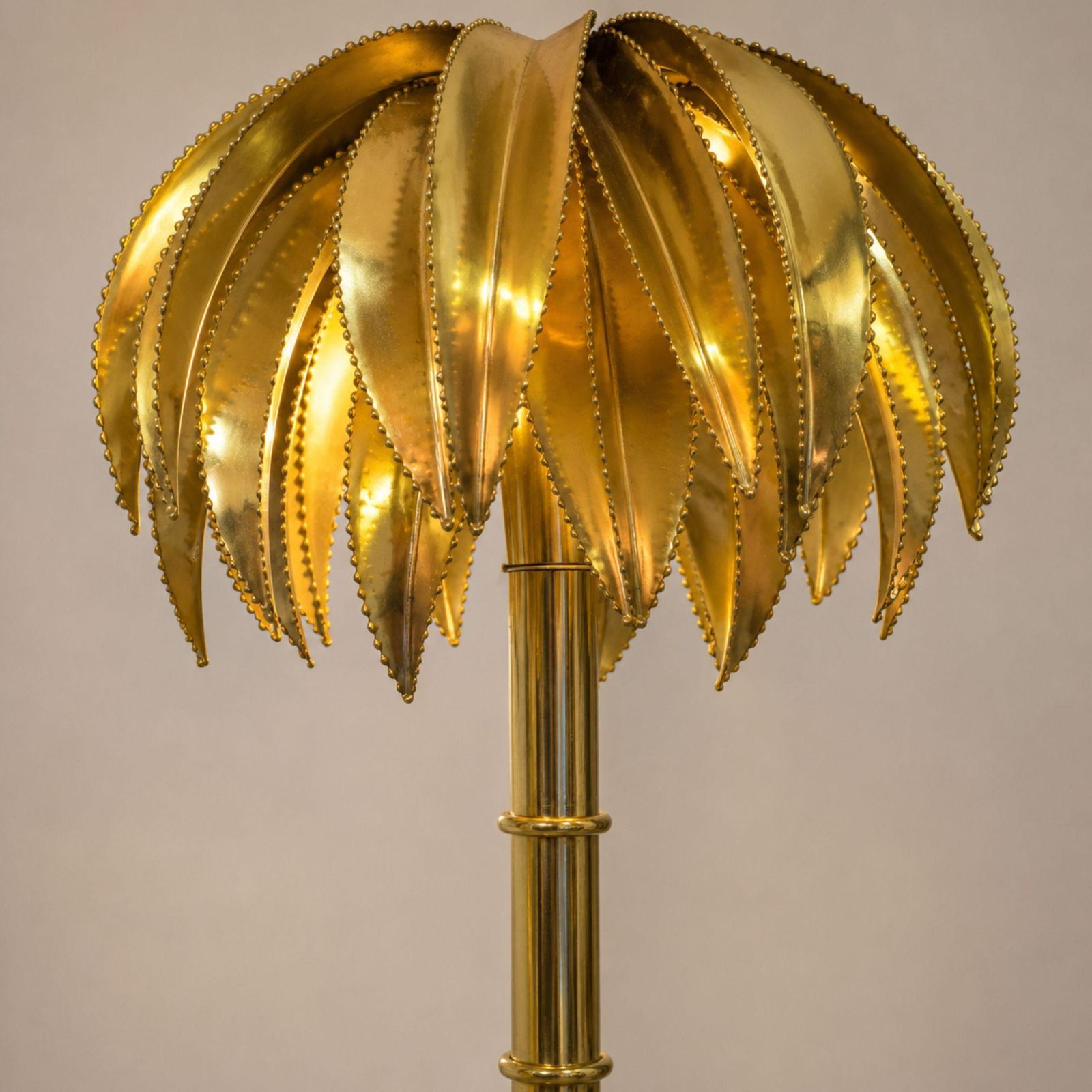 1970s French Brass Palm Tree Faux Bamboo Table Lamp In Style Of Maison Jansen photo buy