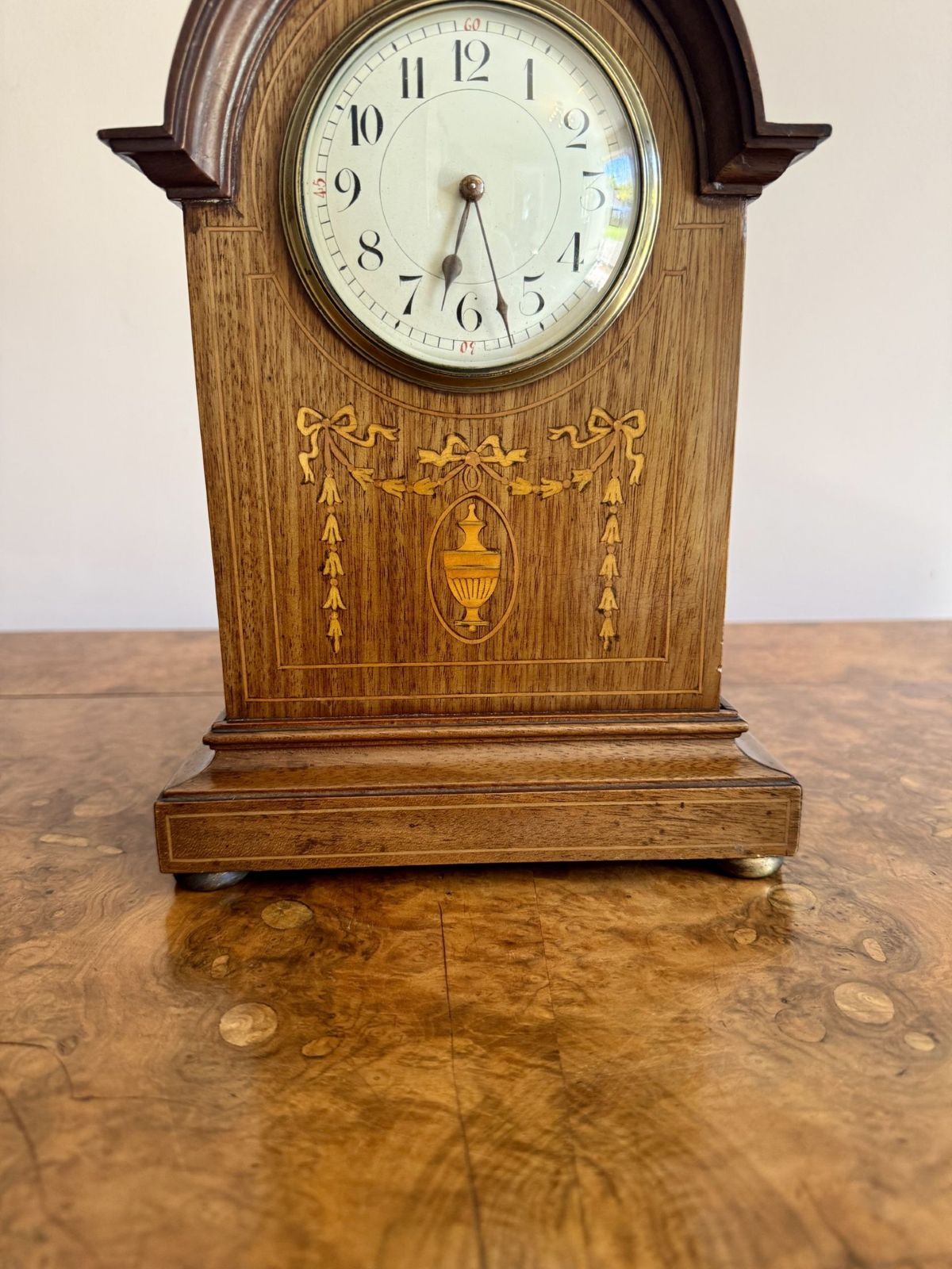Antique Quality Mahogany Inlaid Mantle Clock photo 645.0