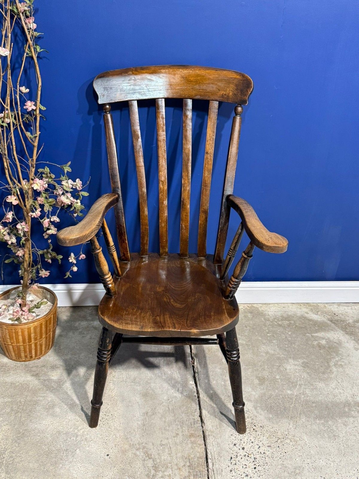 Antique Windsor Farmhouse Kitchen Chair Elm Seat Cottage Kitchen photo for sale