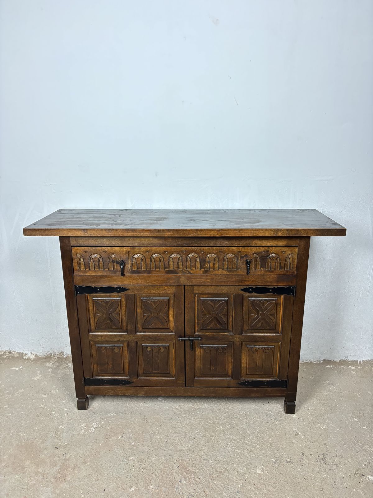 Castilian Rustic Cabinet Chest With One Drawer, 1940s photo for sale