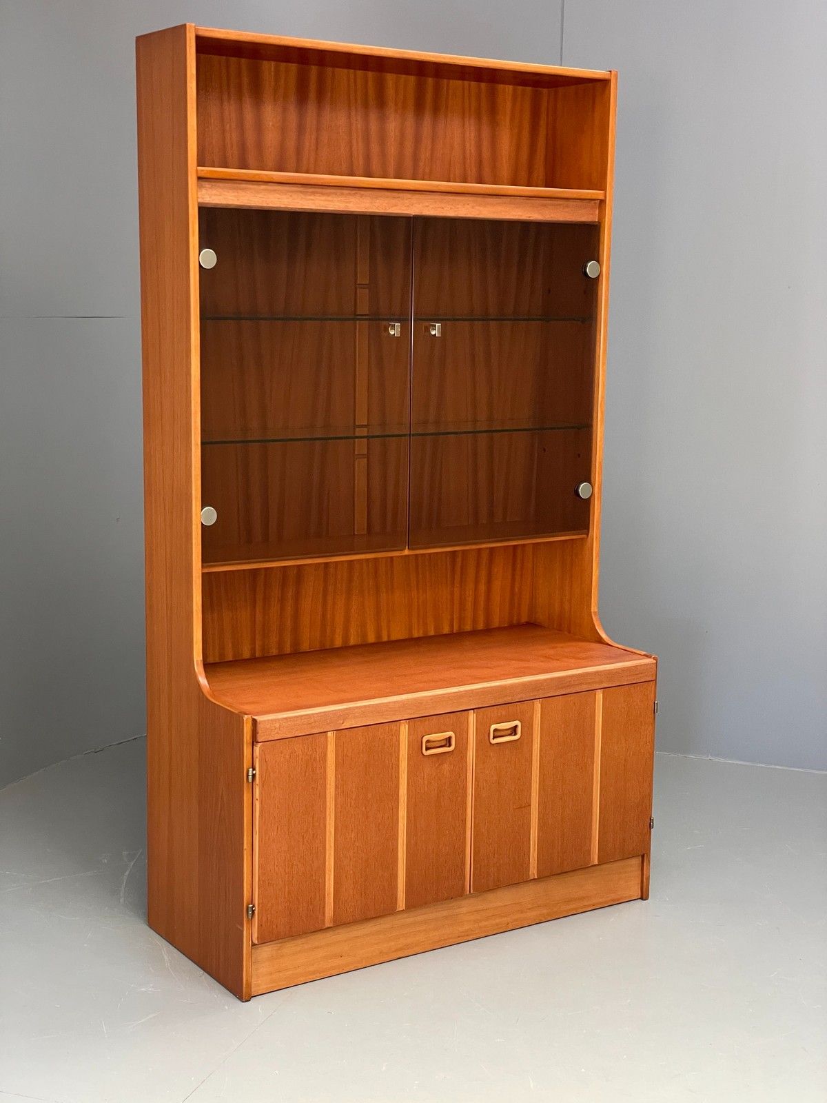 Vintage Teak Wall Unit Jentique 1970s Retro Shelving Glazed Eb11971