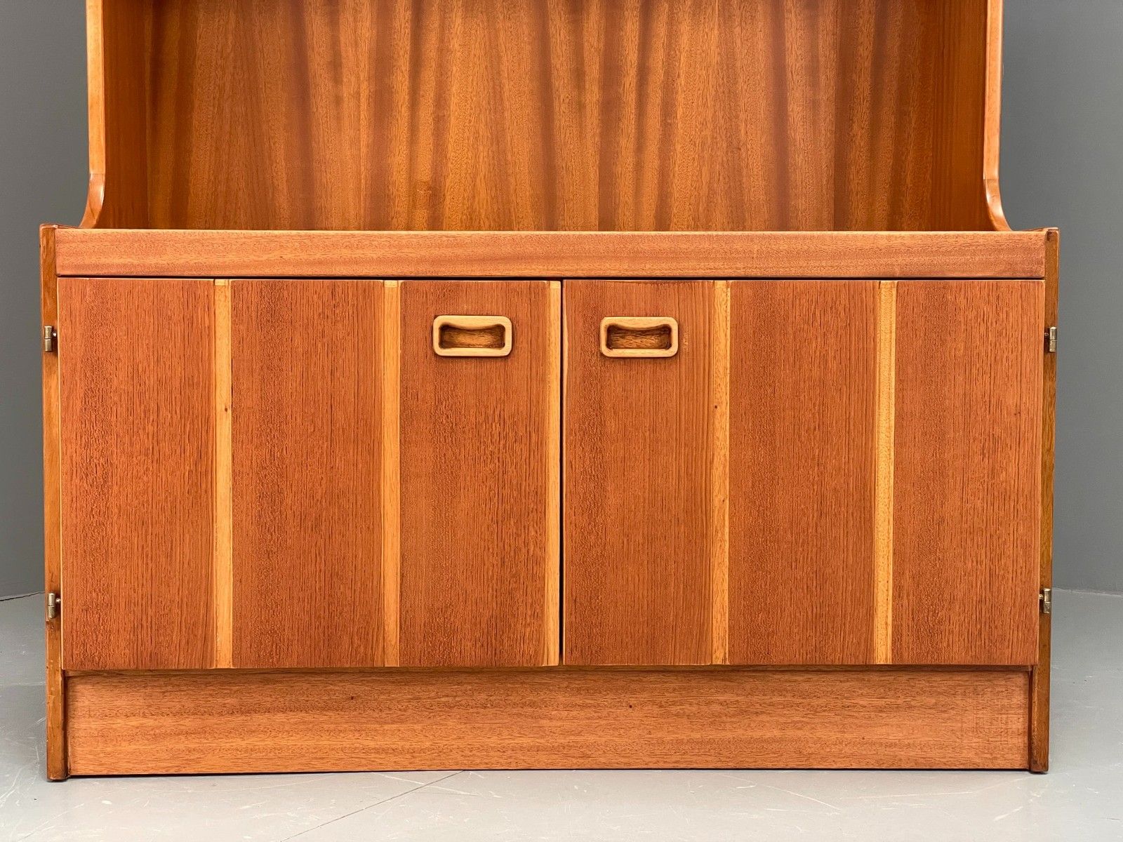 Vintage Teak Wall Unit Jentique 1970s Retro Shelving Glazed Eb11972 photo Furniture