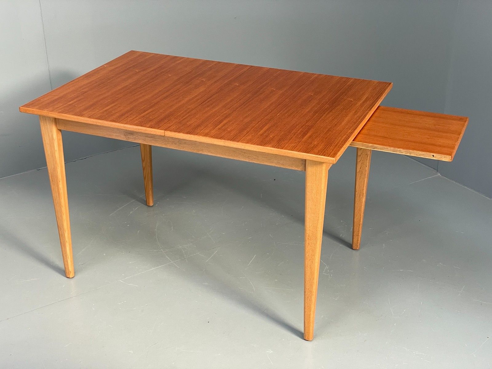 600.0 Vintage Teak Dining Table Gordon Russell Extending Ash Legs 1960s Eb11976 photo