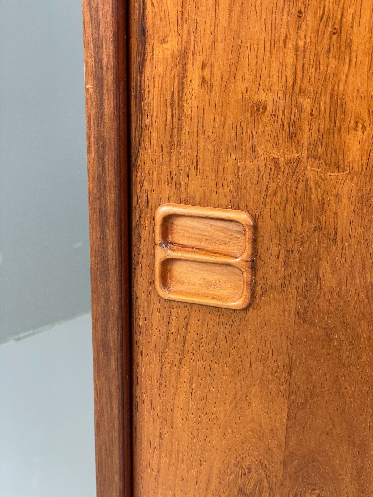 photo for sale Vintage Danish 1960s Bookcase Cabinet Darkwood Sliding Mid Century Retro Eb11993