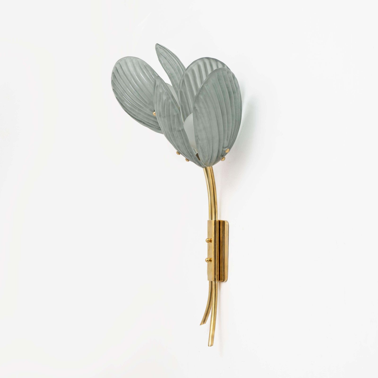 Paar Murano-glas en messing wandlampen met tulpenmotief photo 2612.0