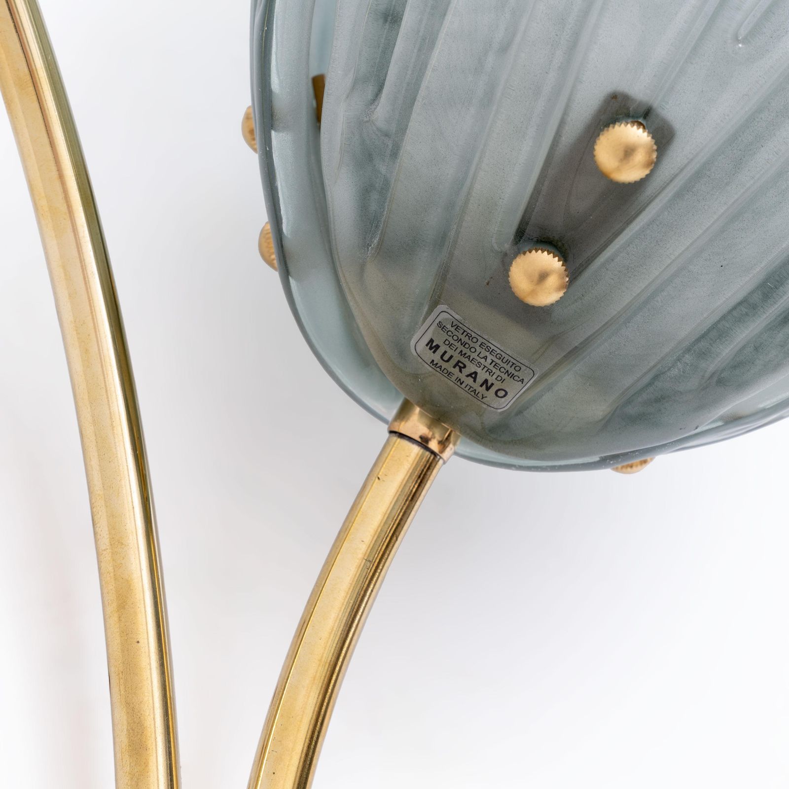 Paar Murano-glas en messing wandlampen met tulpenmotief photo buy