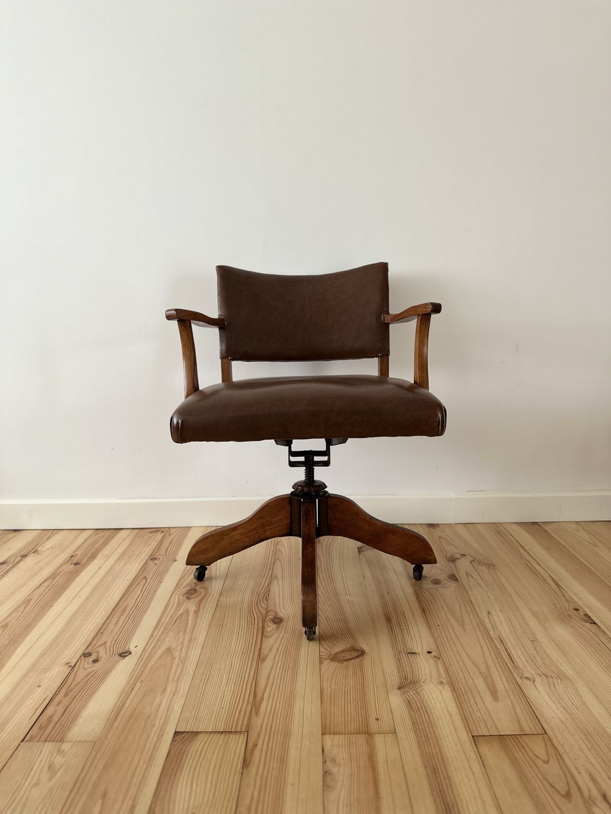 photo for sale Antique Oak Captain's Swivel Chair