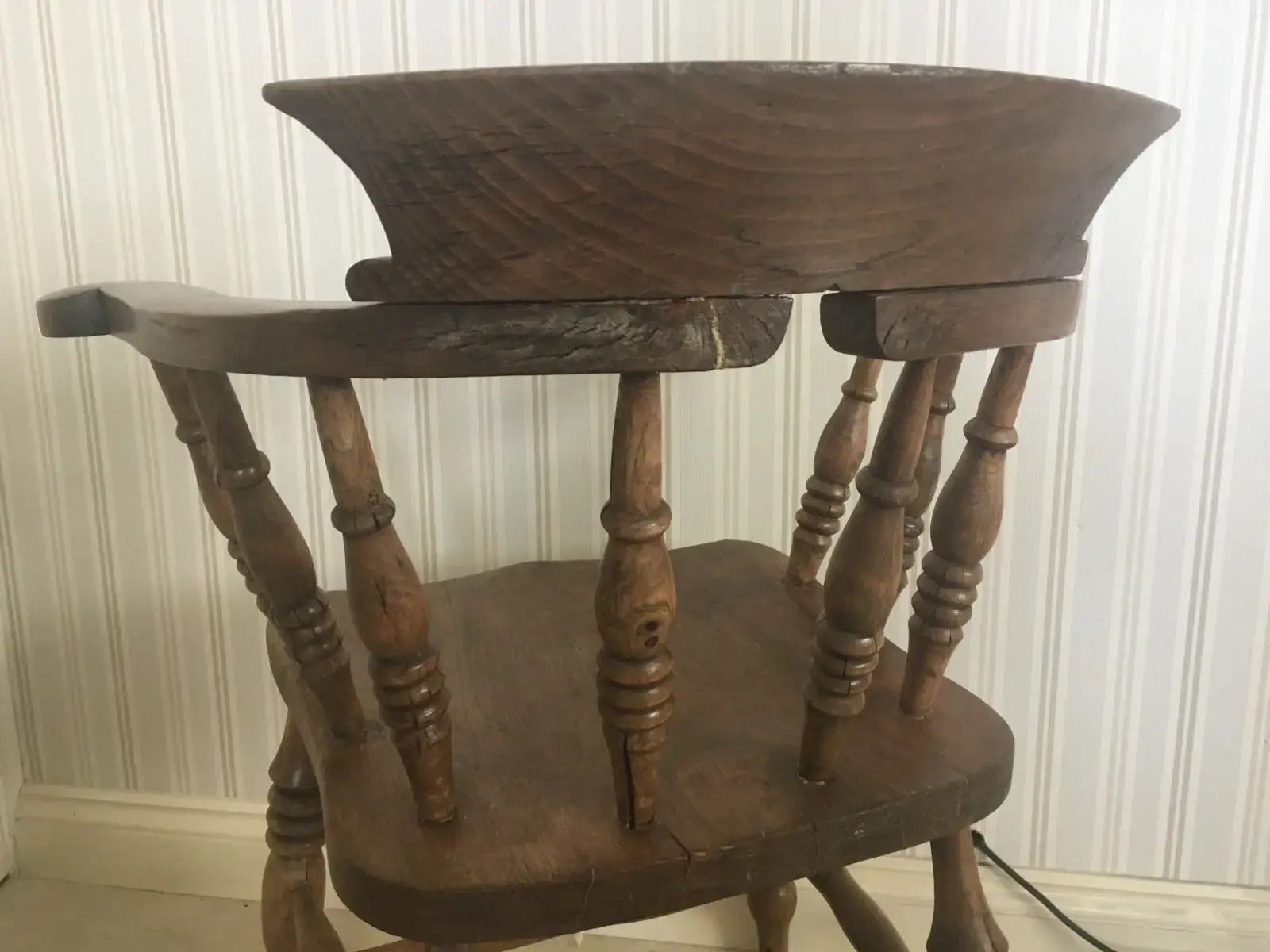 Beautifully Restored Vintage Old English Solid Oak Pub/Garden/Bistro Seat/Chair photo buy