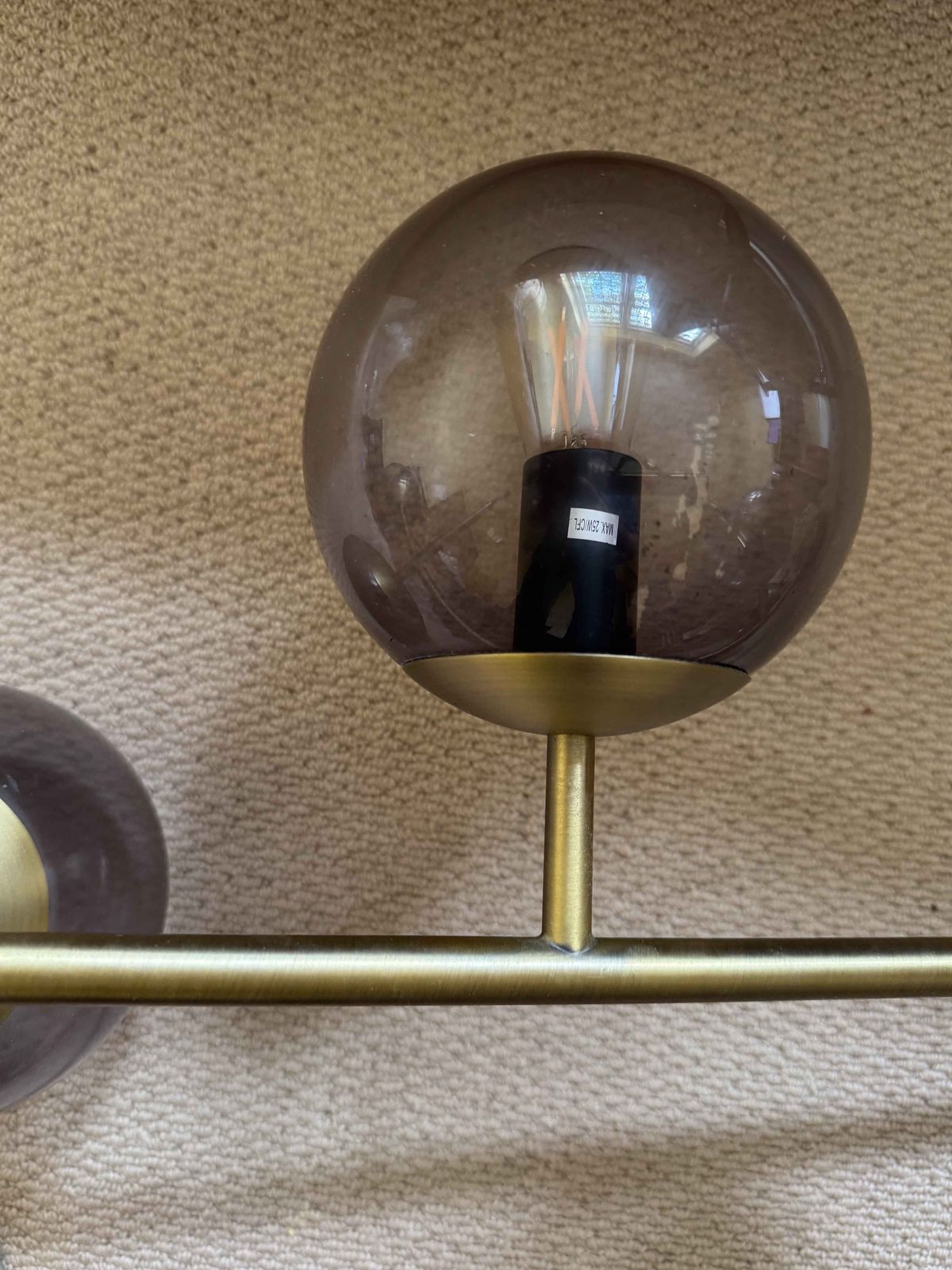Bolia 'Orb' Six Globe Pendant Light In Antique Brass And Smoked Glass By 365° North photo 650.0