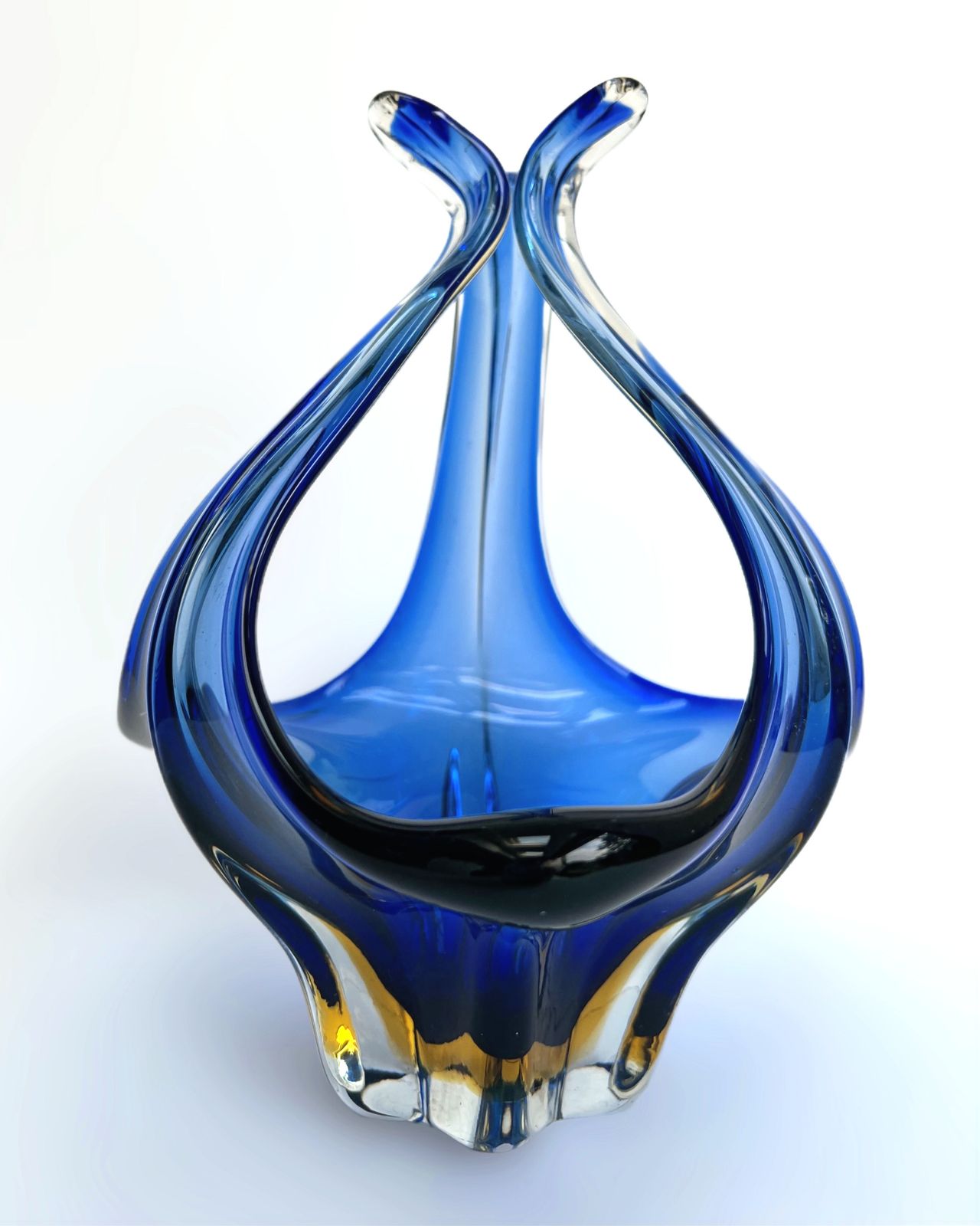 Vintage 1960s Murano, Cristallo Venezia Ccc Owl Basket, Italy