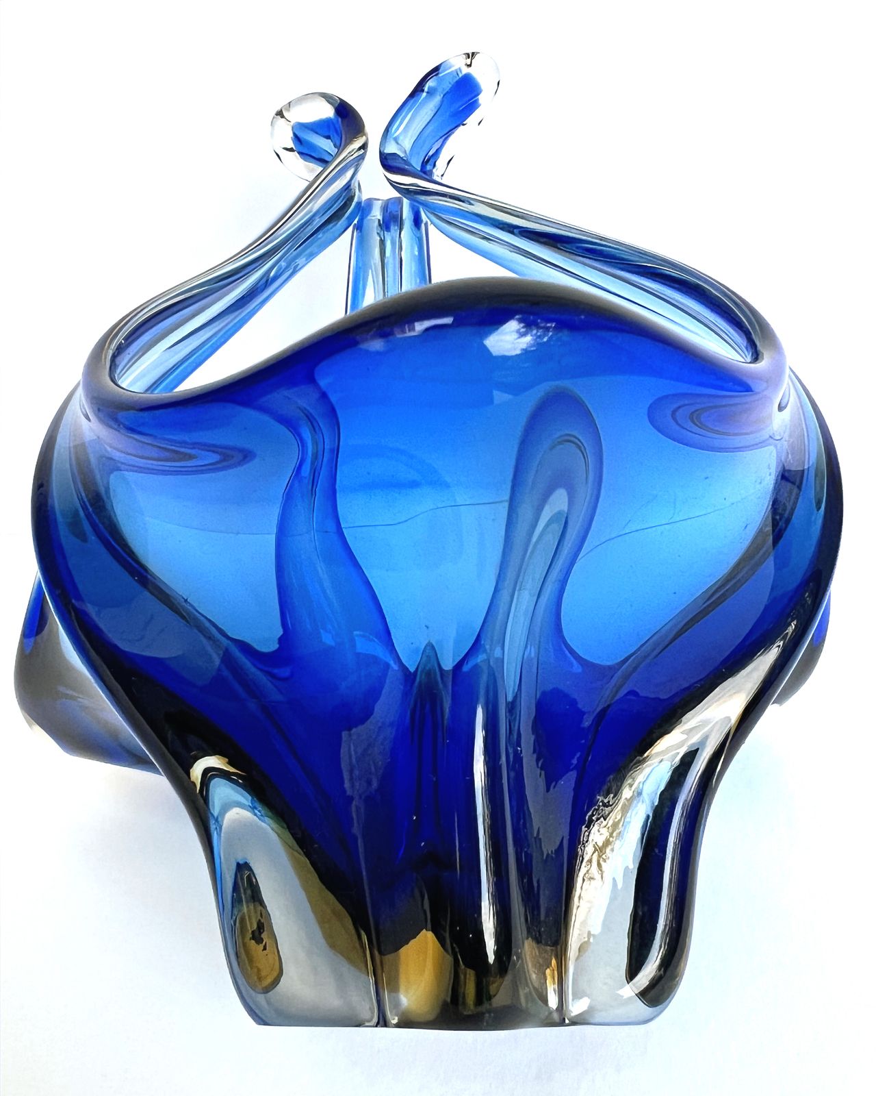 Vintage 1960s Murano, Cristallo Venezia Ccc Owl Basket, Italy photo vintage