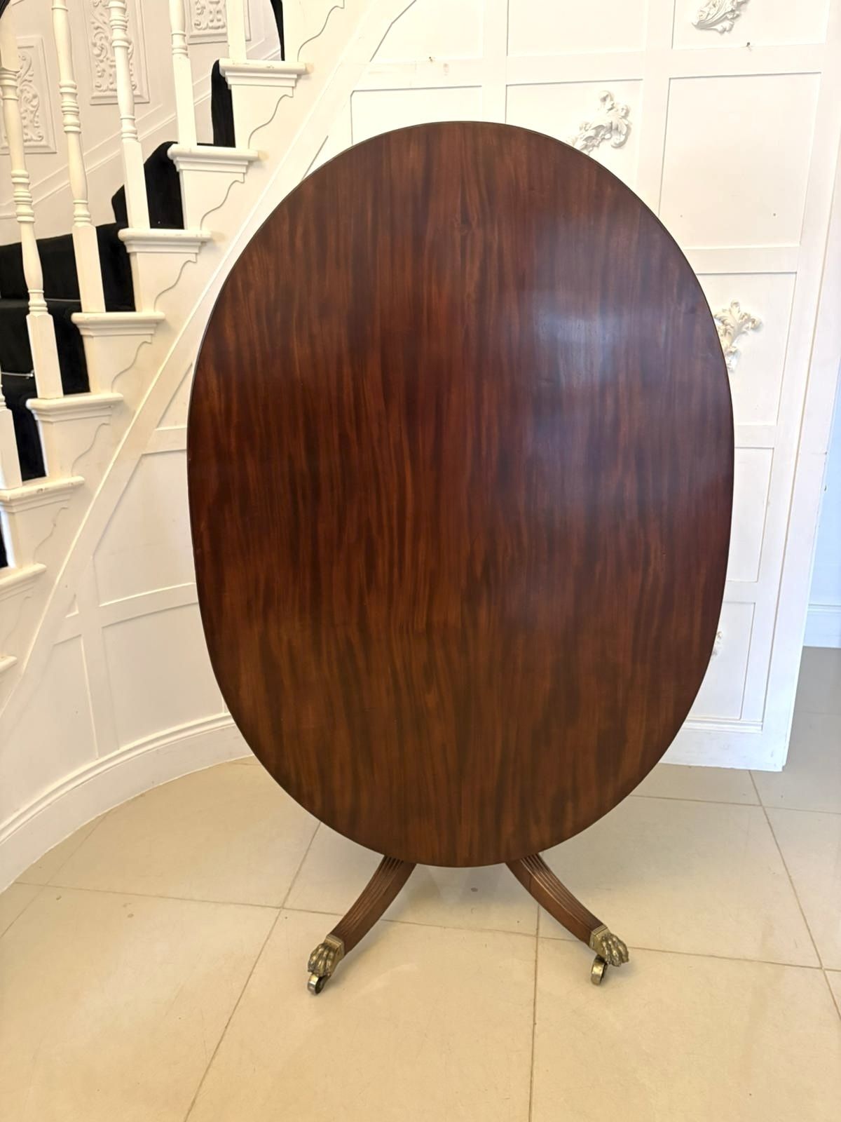 Antique English 19th Century Oval Tilt Top Figured Mahogany Dining Table 6 Seater