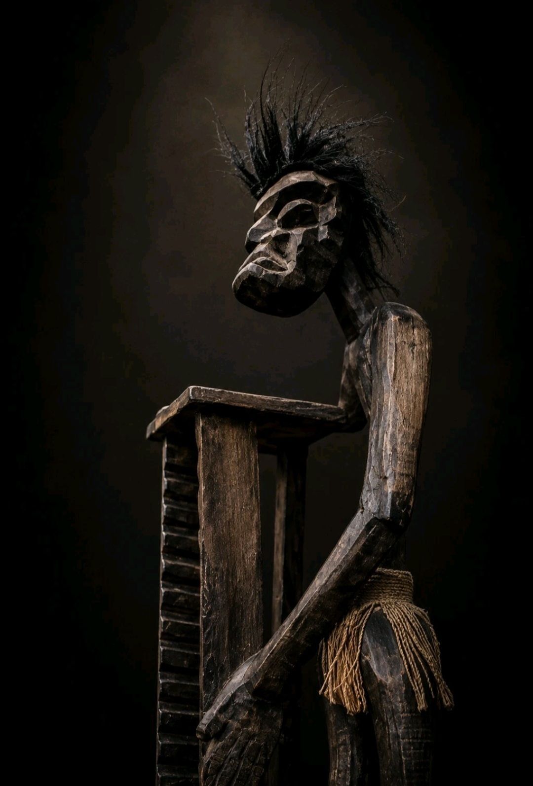 Large Hand Carved African Tribal Figure Sculpture 88cm photo furniture