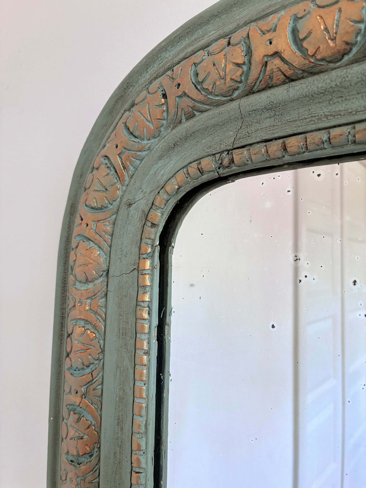 Large Antique French Louis Philippe Mirror – Green And Gold, Late 19th Century photo buy