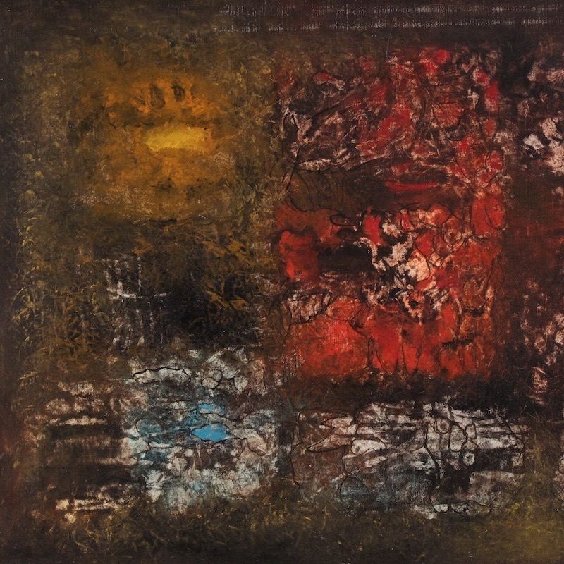 Amerikaans abstract schilderij, gesigneerd J. Wolff photo furniture