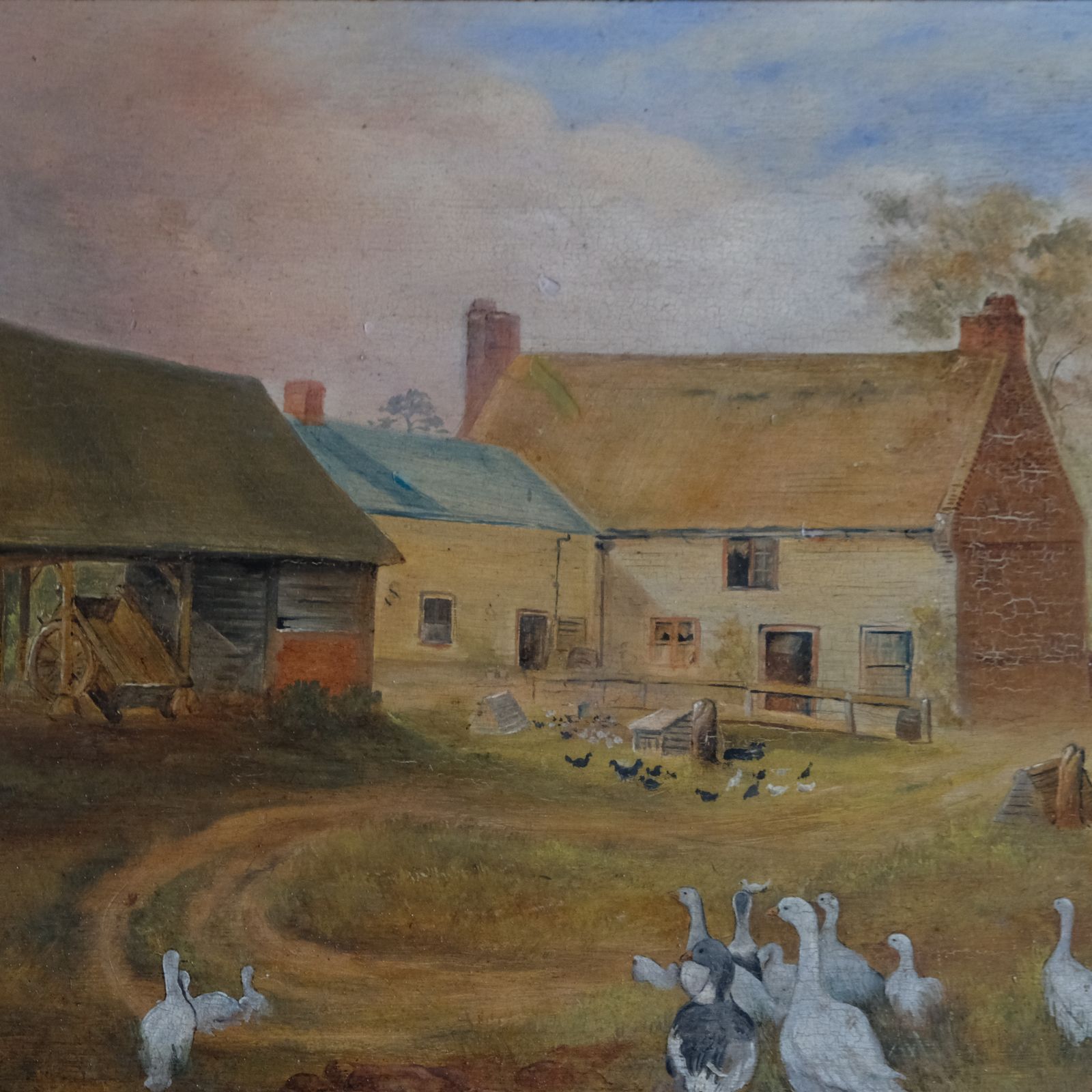 Early 20th Century Farmyard Scene With Geese, By A J Baker photo vinterior