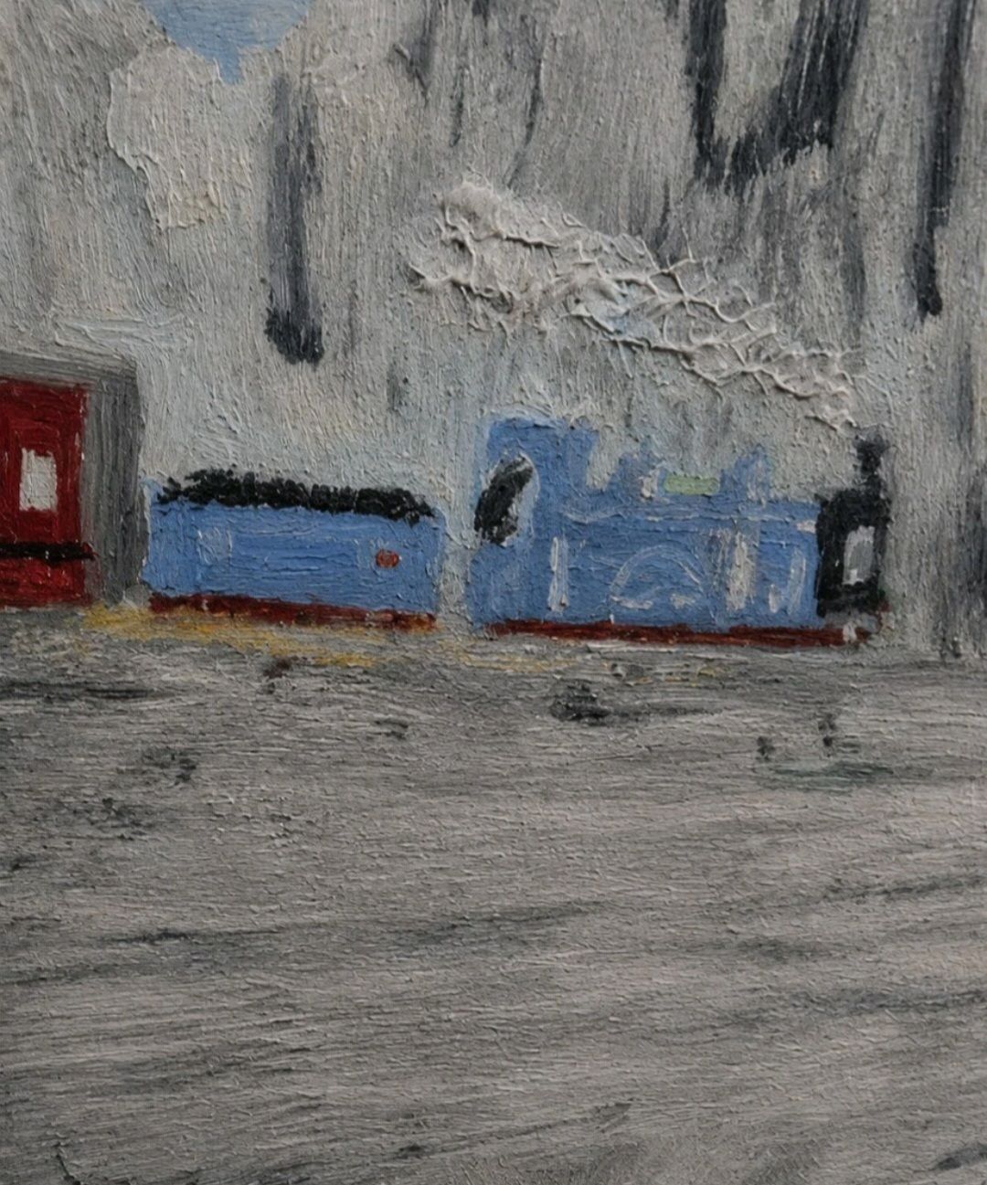 1965 Folk Art Railway Oil Painting Fred C Causton photo for sale