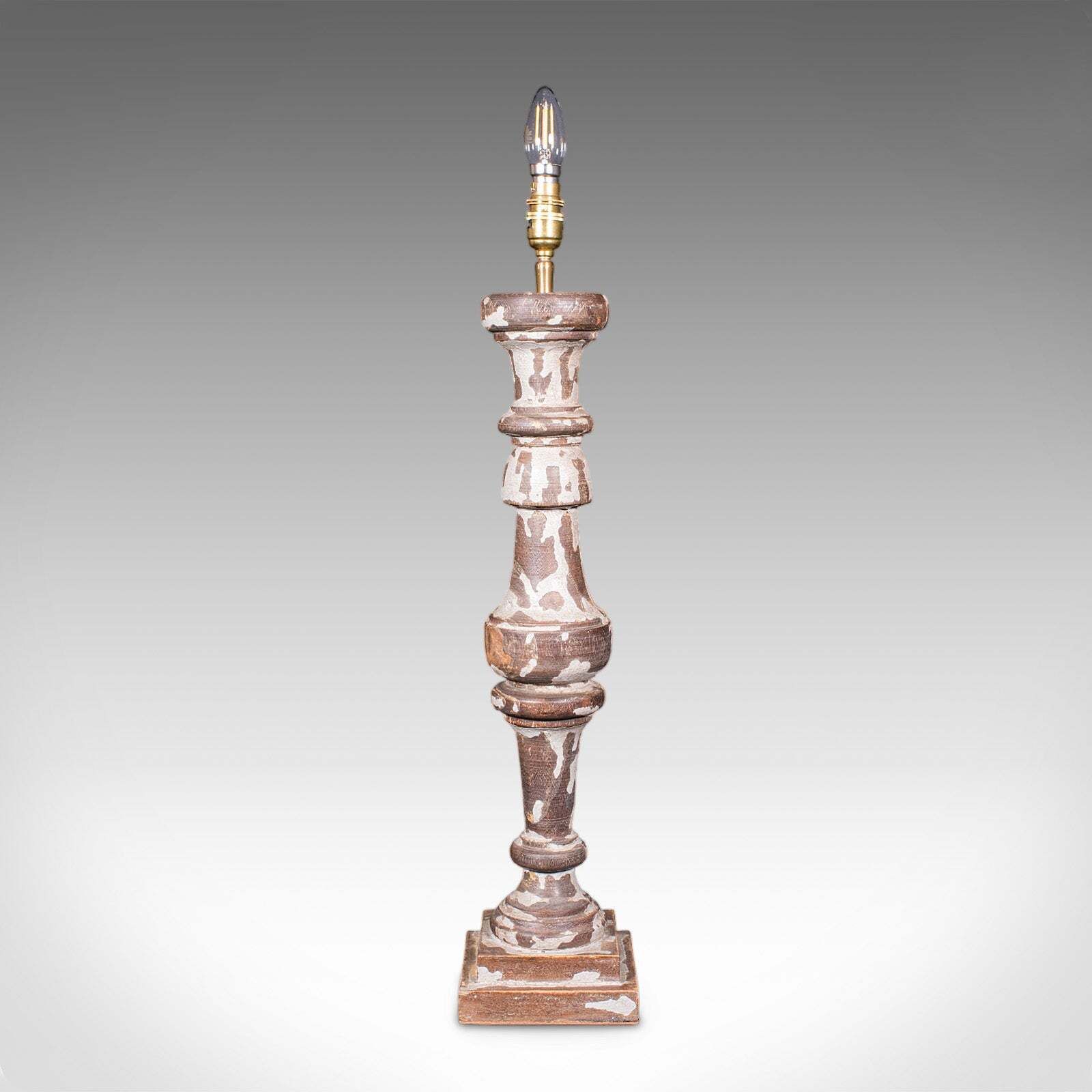 Pair Of Antique Lamp Bases, English, Painted Pine Electric Light, Late Victorian photo 713.0