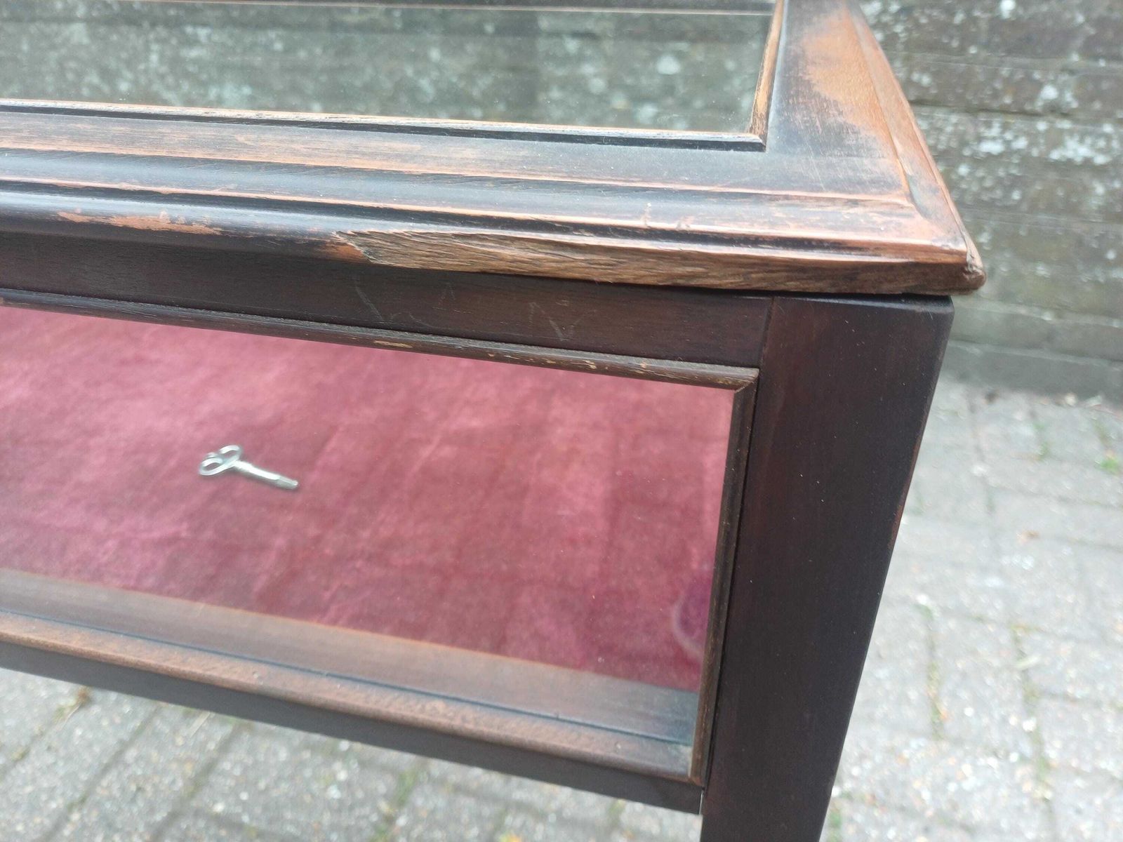 Vintage Glass Display Cabinet Victorian Style Mahogany Display Case Curio Cabinet Shop Cabinet Velvet Lined Cabinet photo vinterior