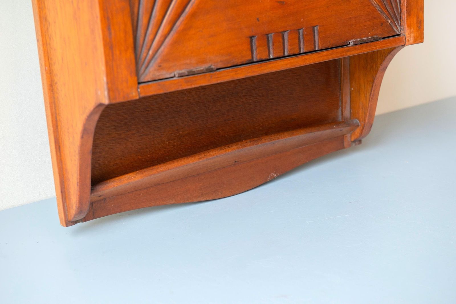 photo furniture Antique Dutch Jugendstil Wall Cabinet   Geometric Oak Mirror Cabinet   Early Art Deco Influence