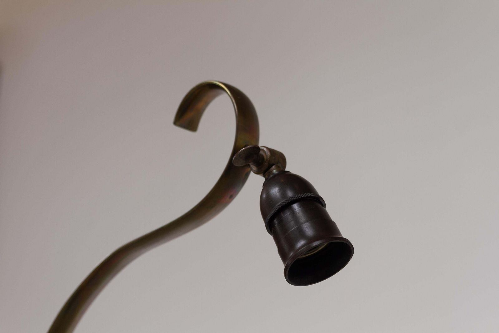 Danish Art Deco Floor Lamp In Brass, Wood And Iron By Lyfa, 1920s. photo for sale